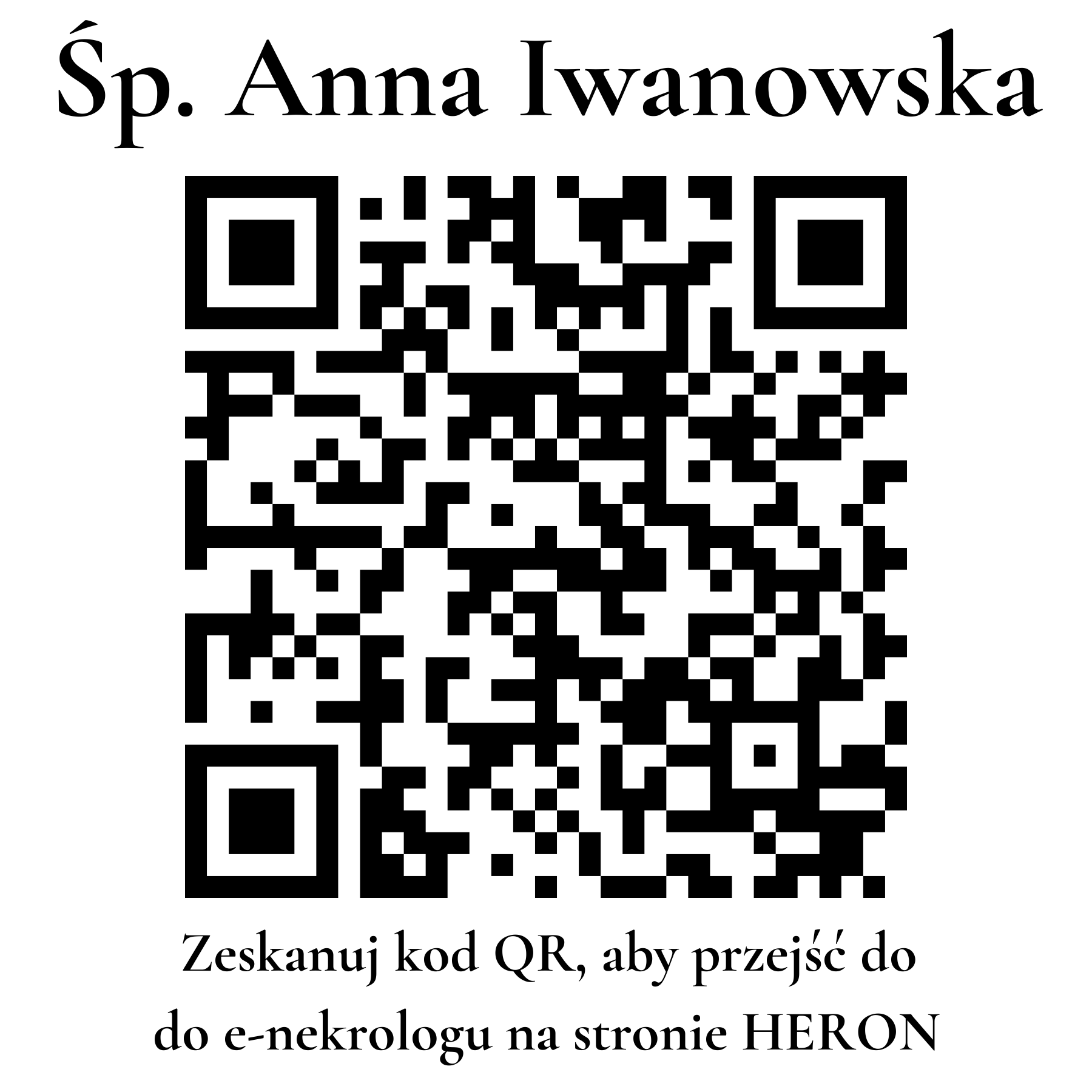 Kod QR do nekrologu Anna Iwanowska