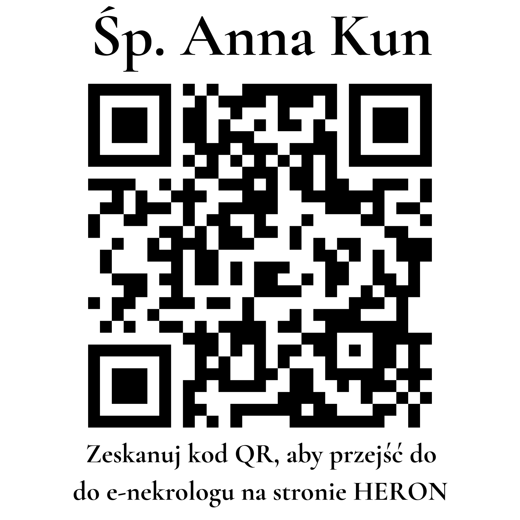 Kod QR do nekrologu Anna Kun Kod QR do nekrologu Anna Kun