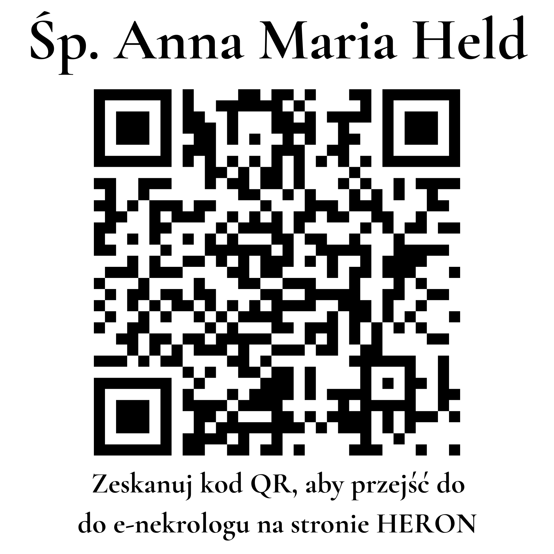 Kod QR do nekrologu Anna Maria Held