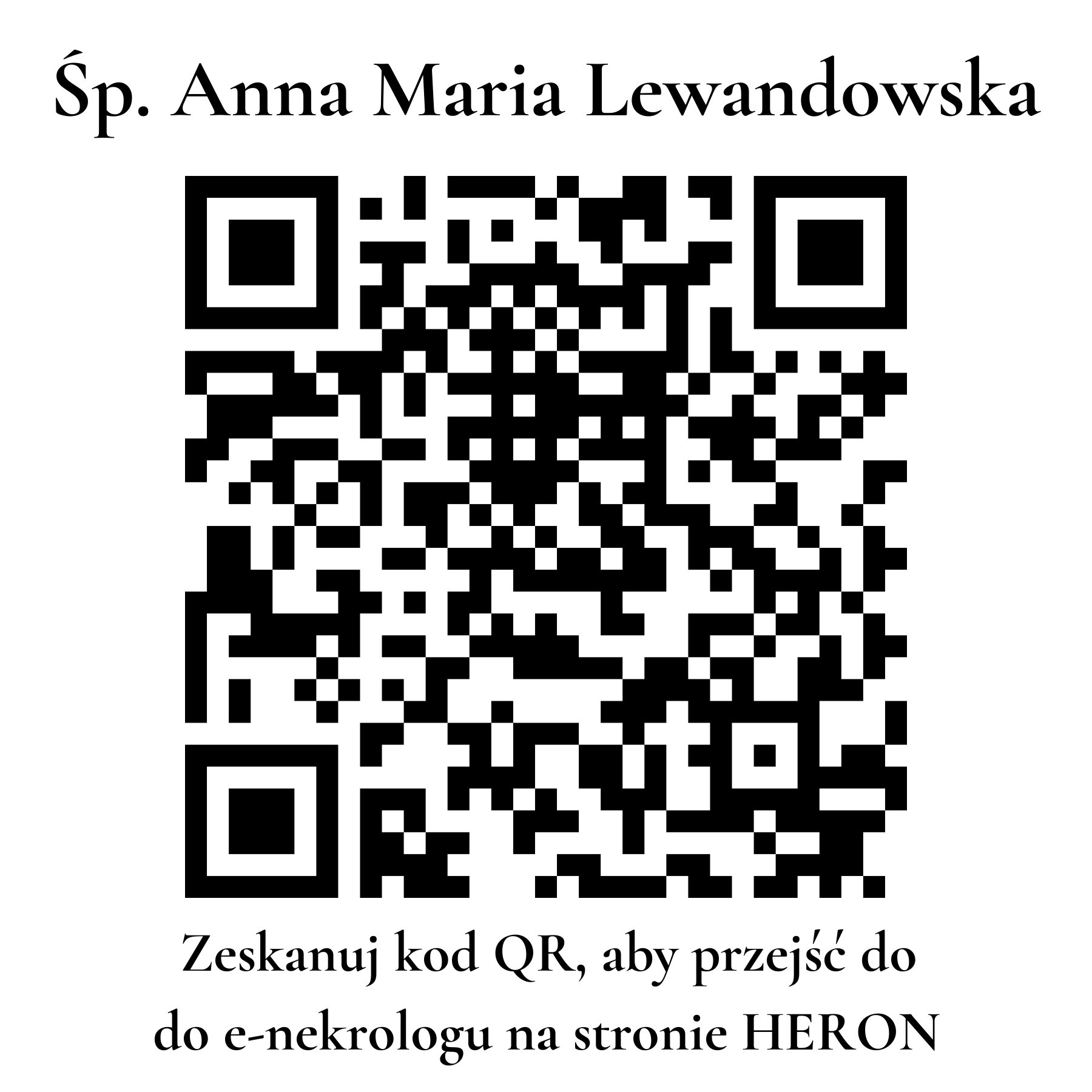 Kod QR do nekrologu Anna Maria Lewandowska