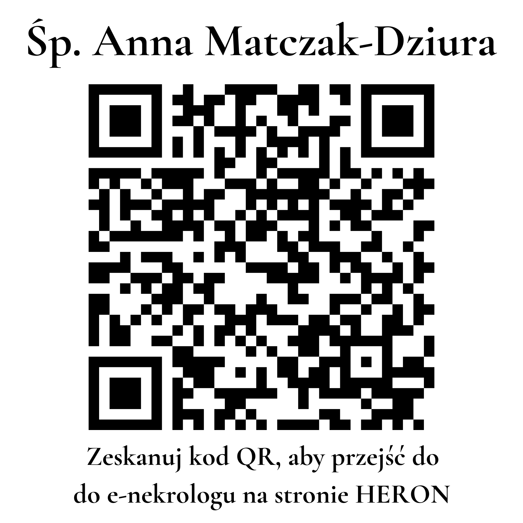 Kod QR do nekrologu Anna Matczak-Dziura