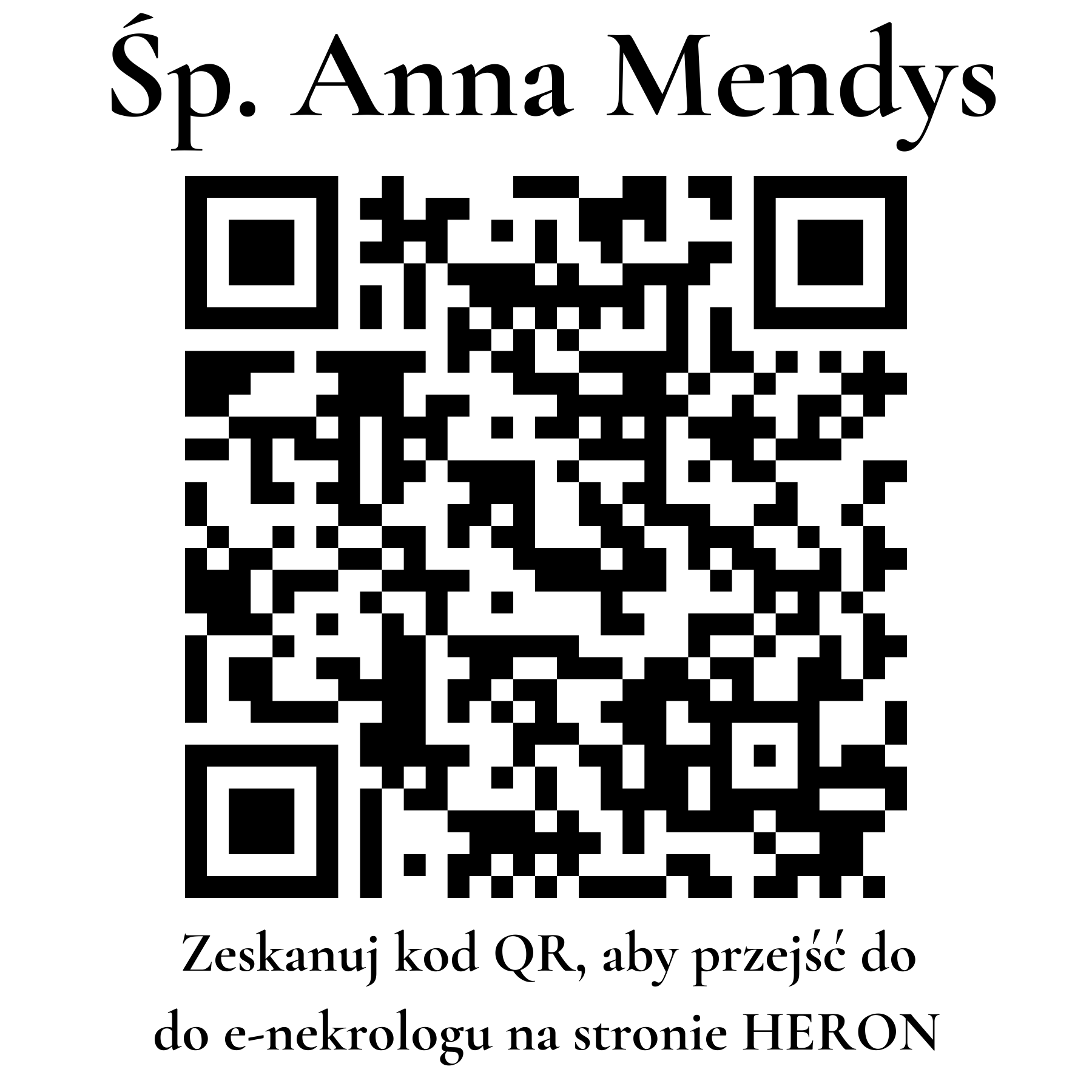 Kod QR do nekrologu Anna Mendys