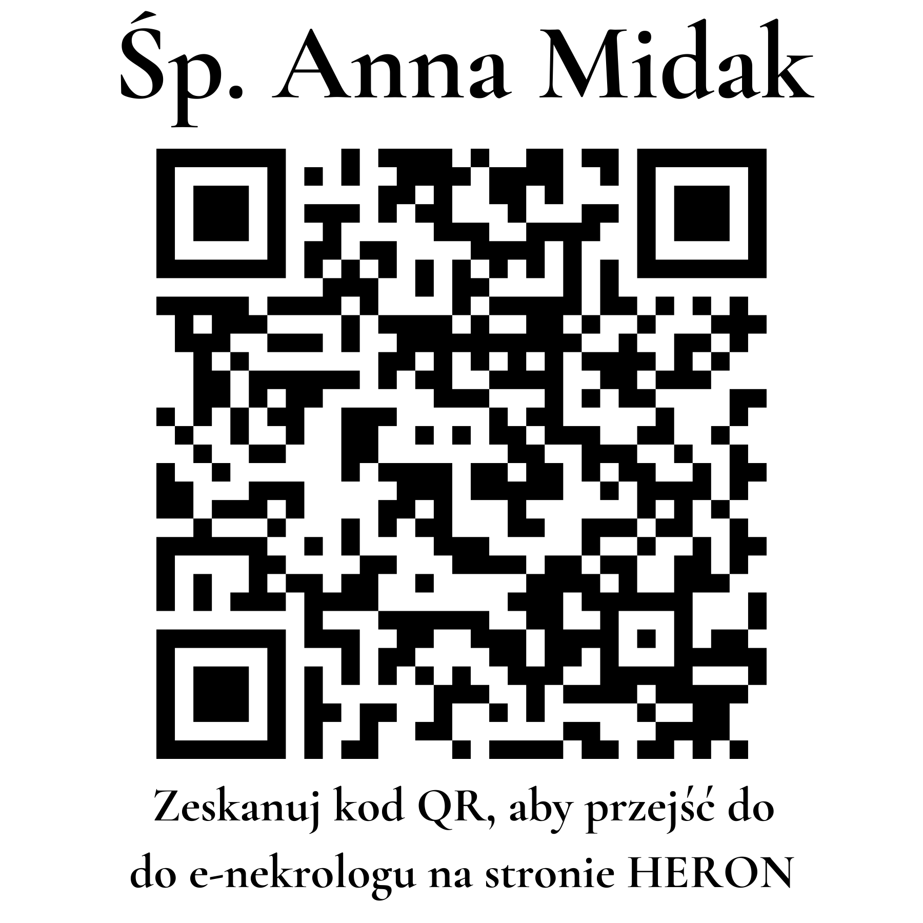 Kod QR do nekrologu Anna Midak