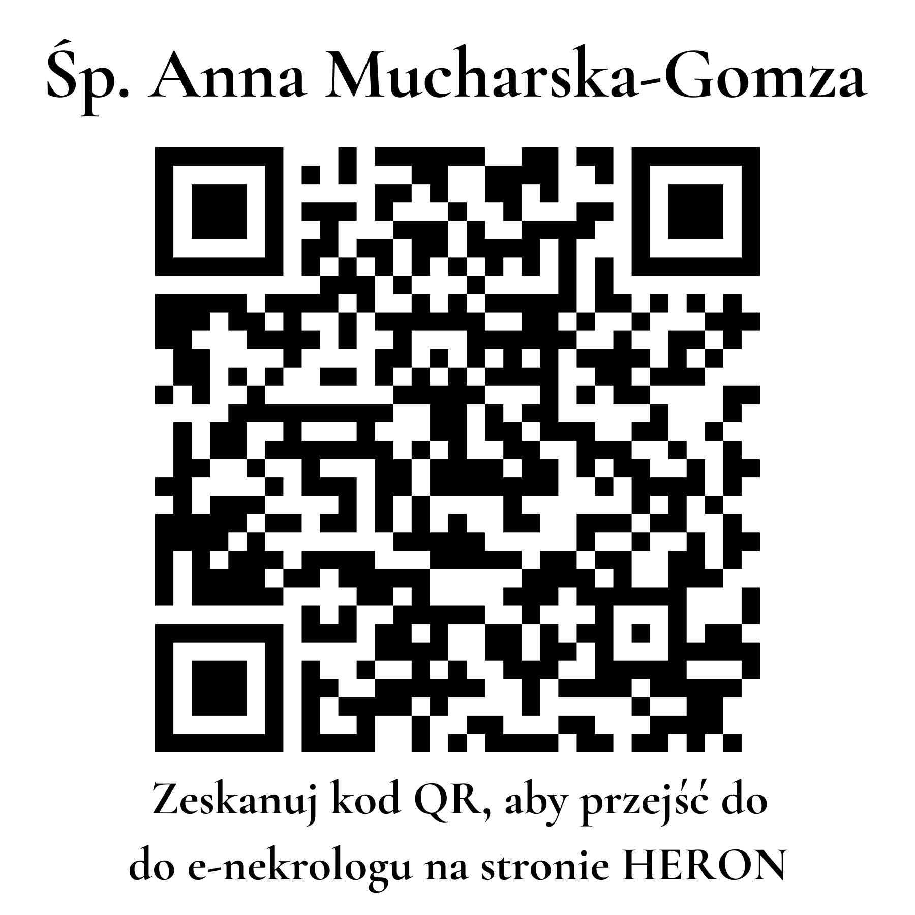 Kod QR do nekrologu Anna Mucharska-Gomza Kod QR do nekrologu Anna Mucharska-Gomza