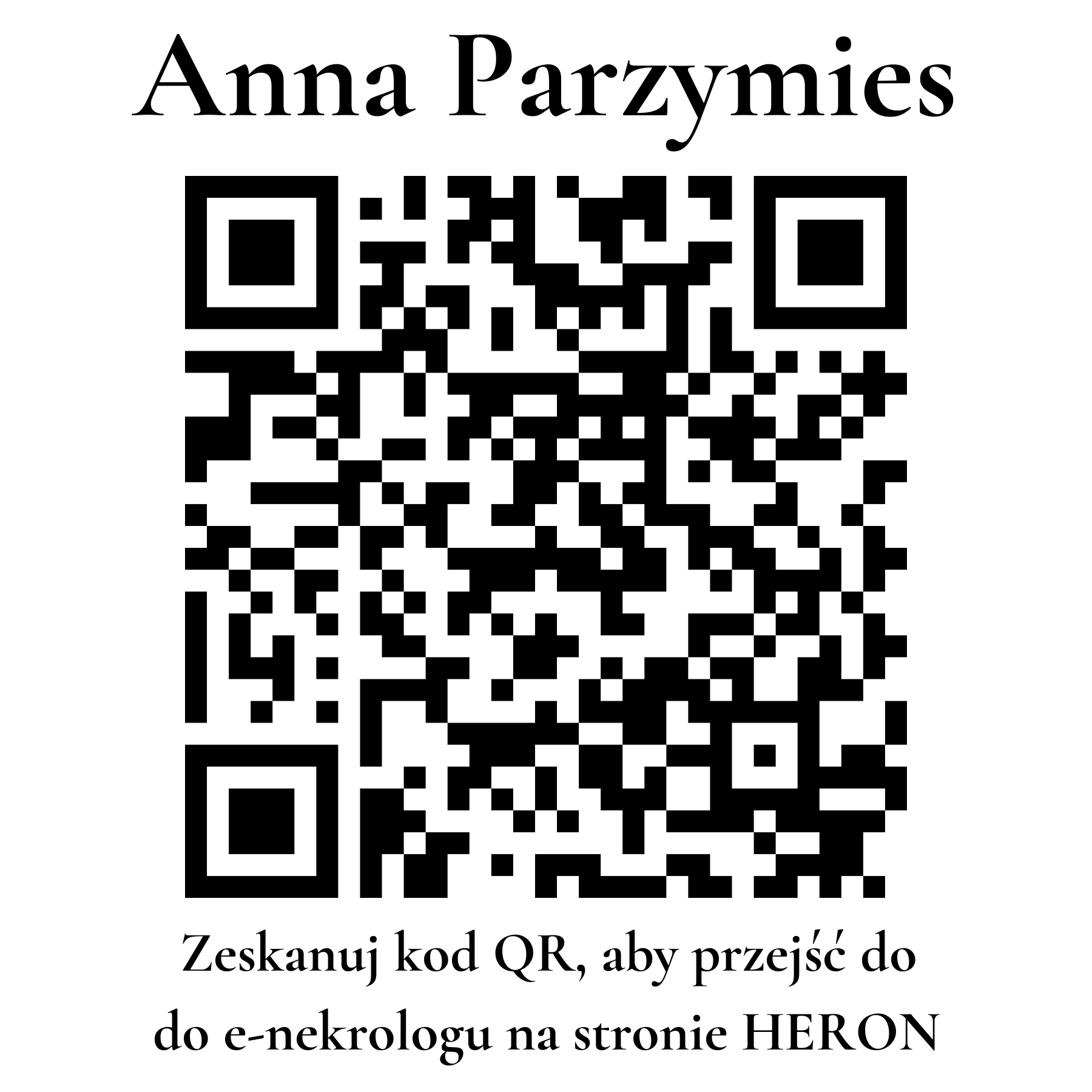 Kod QR do nekrologu Anna Parzymies