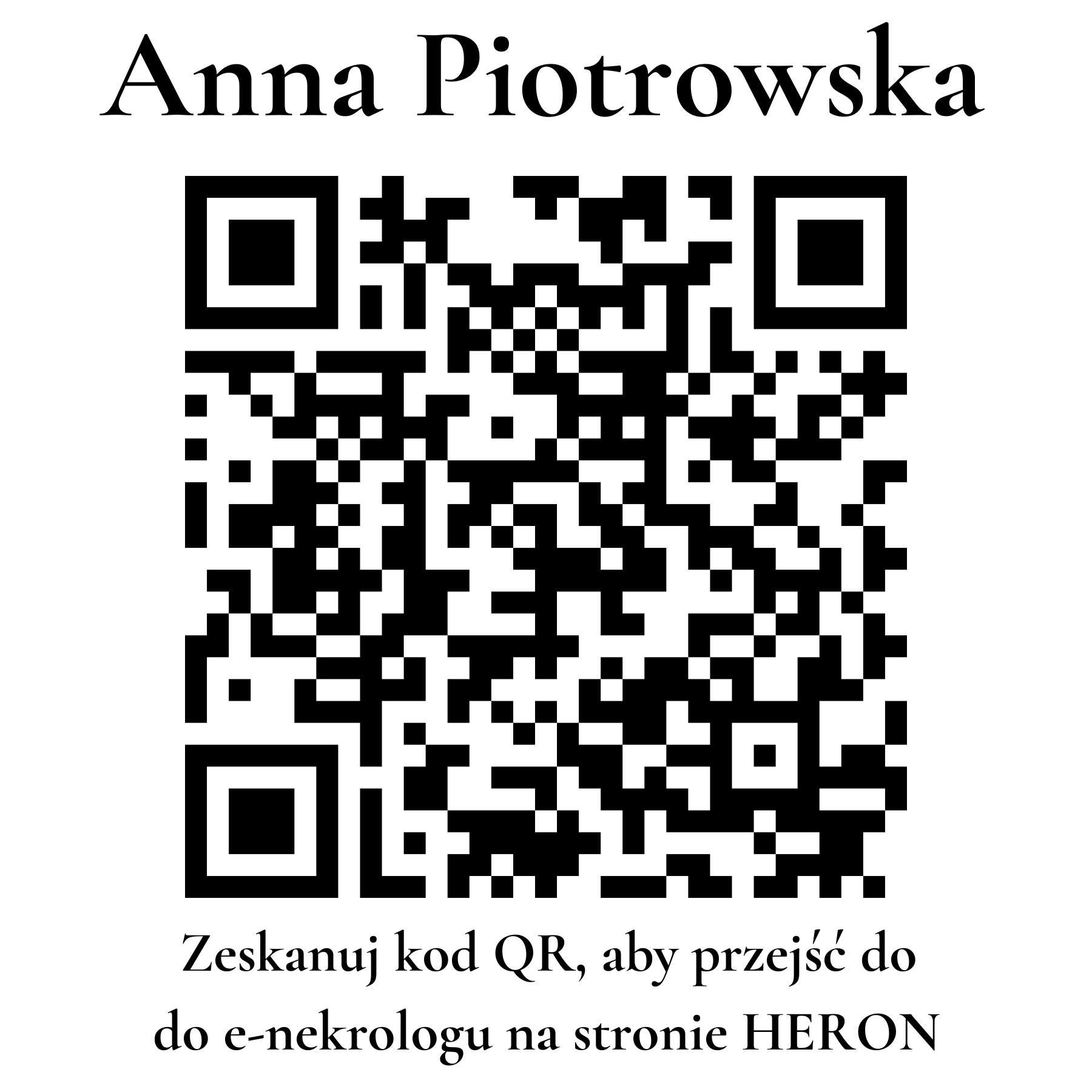 Kod QR do nekrologu Anna Piotrowska