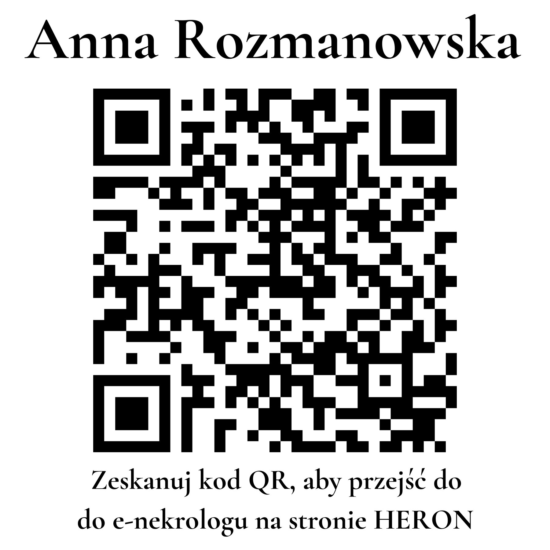Kod QR do nekrologu Anna Rozmanowska