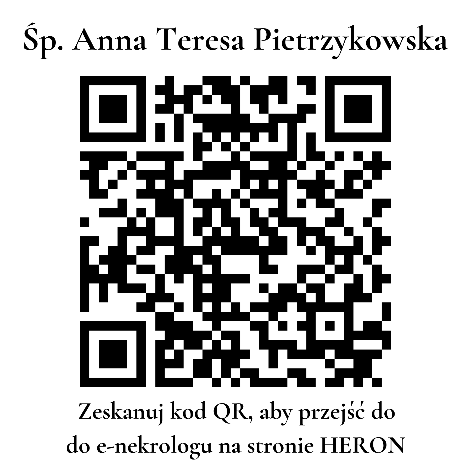 Kod QR do nekrologu Anna Teresa Pietrzykowska