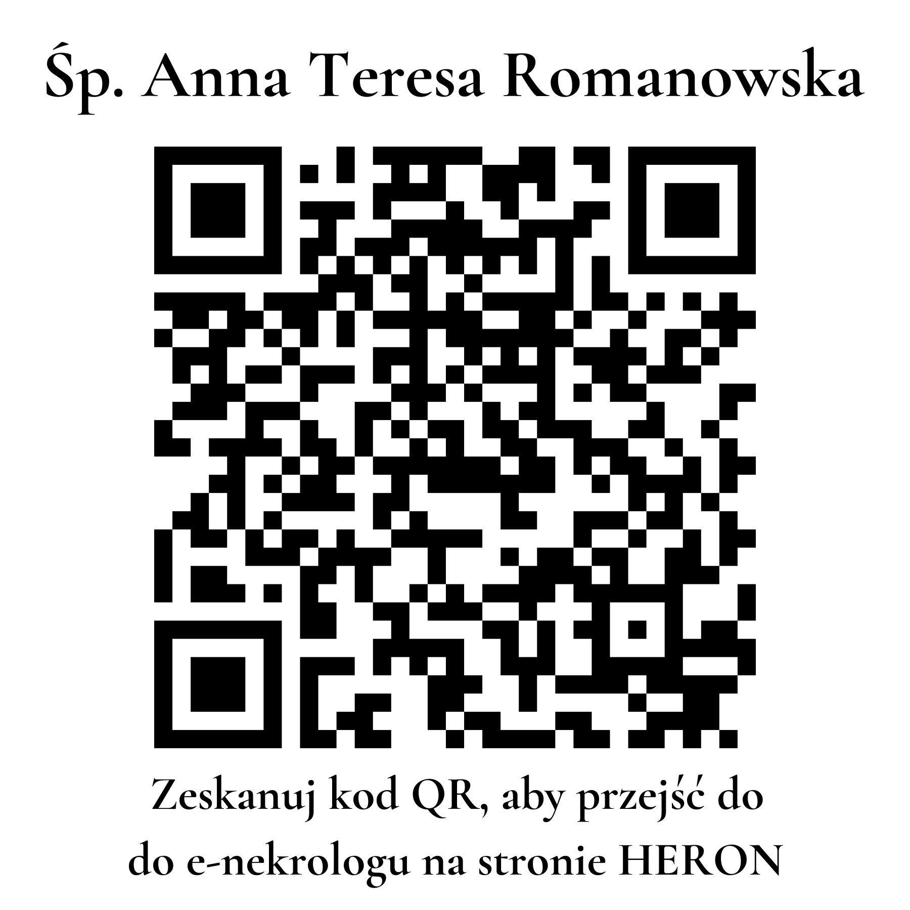 Kod QR do nekrologu Anna Teresa Romanowska