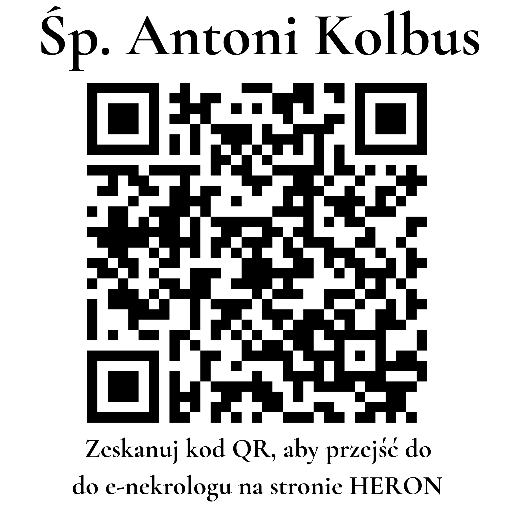 Kod QR do nekrologu Antoni Kolbus