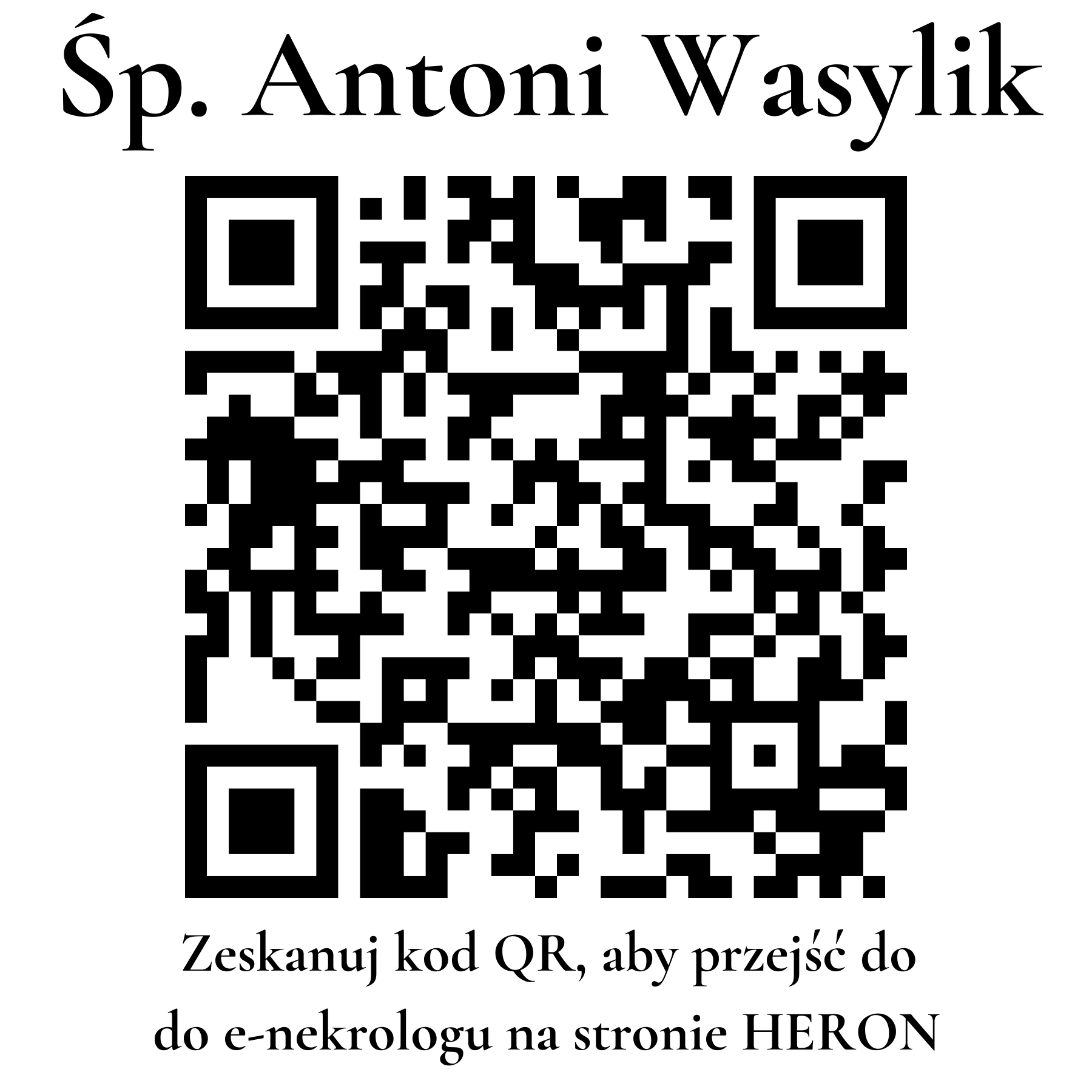 Kod QR do nekrologu Antoni Wasylik Kod QR do nekrologu Antoni Wasylik