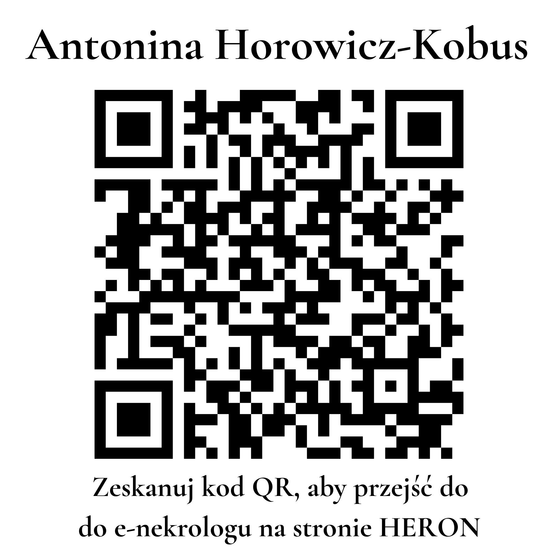 Kod QR do nekrologu Antonina Horowicz-Kobus