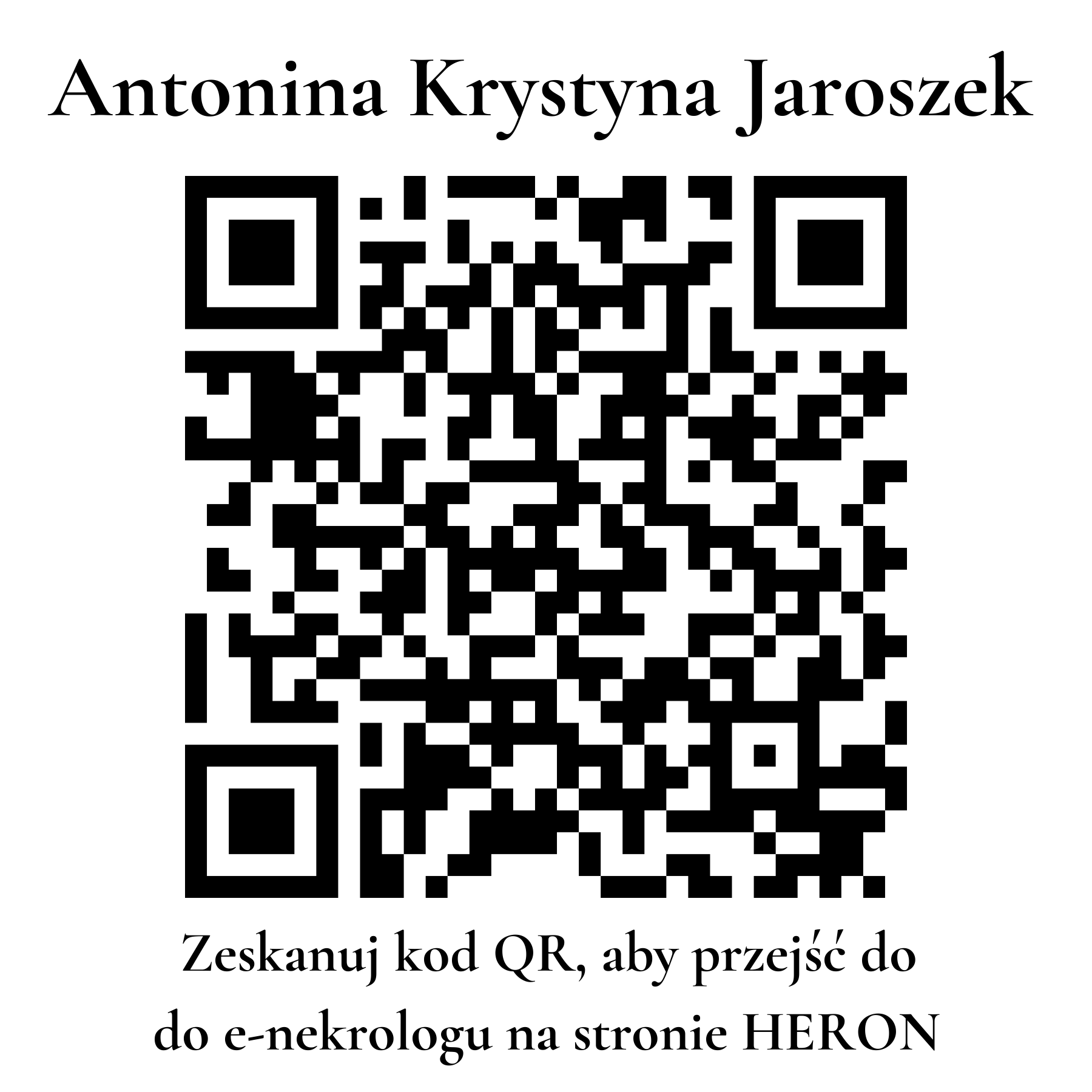 Kod QR do nekrologu Antonina Krystyna Jaroszek