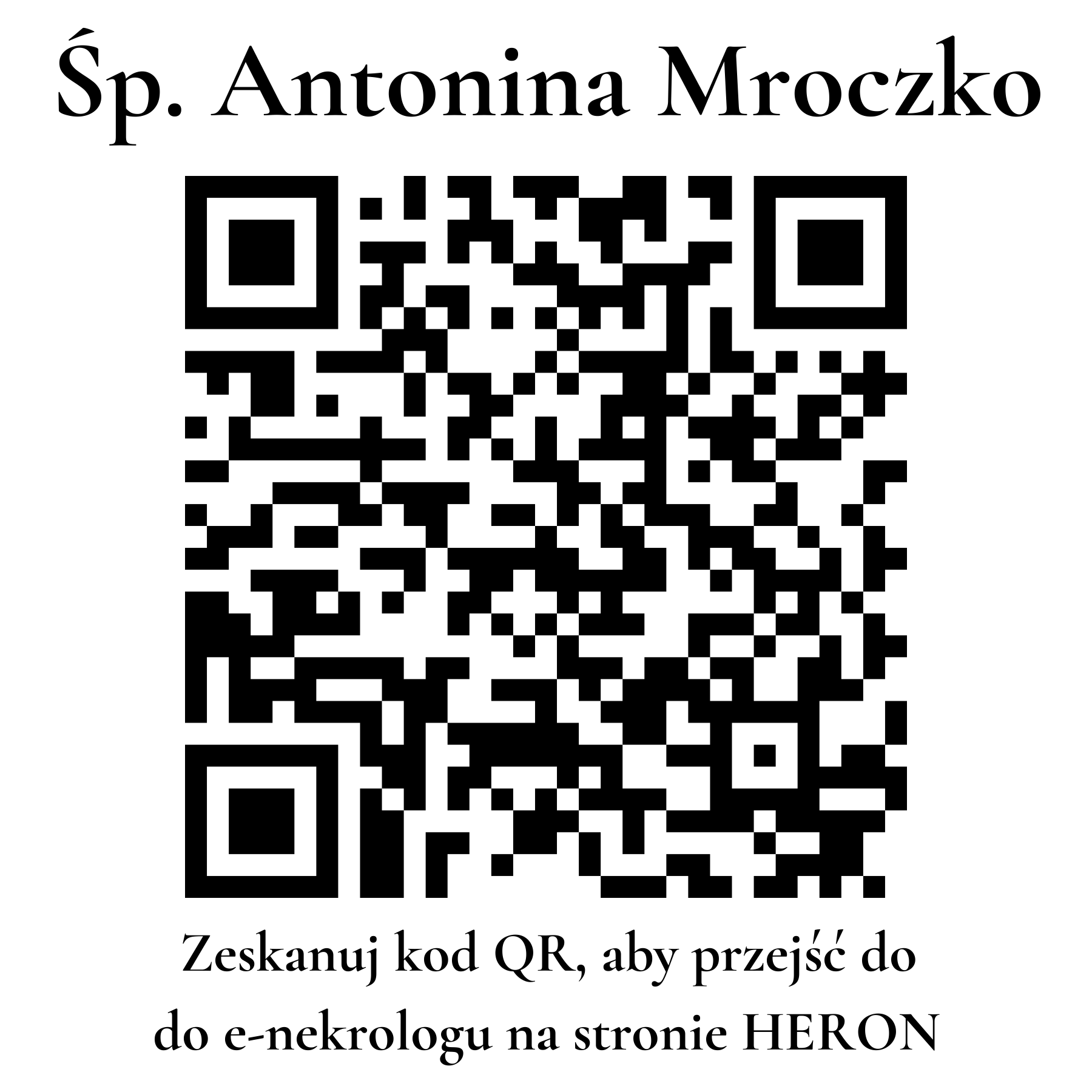 Kod QR do nekrologu Antonina Mroczko