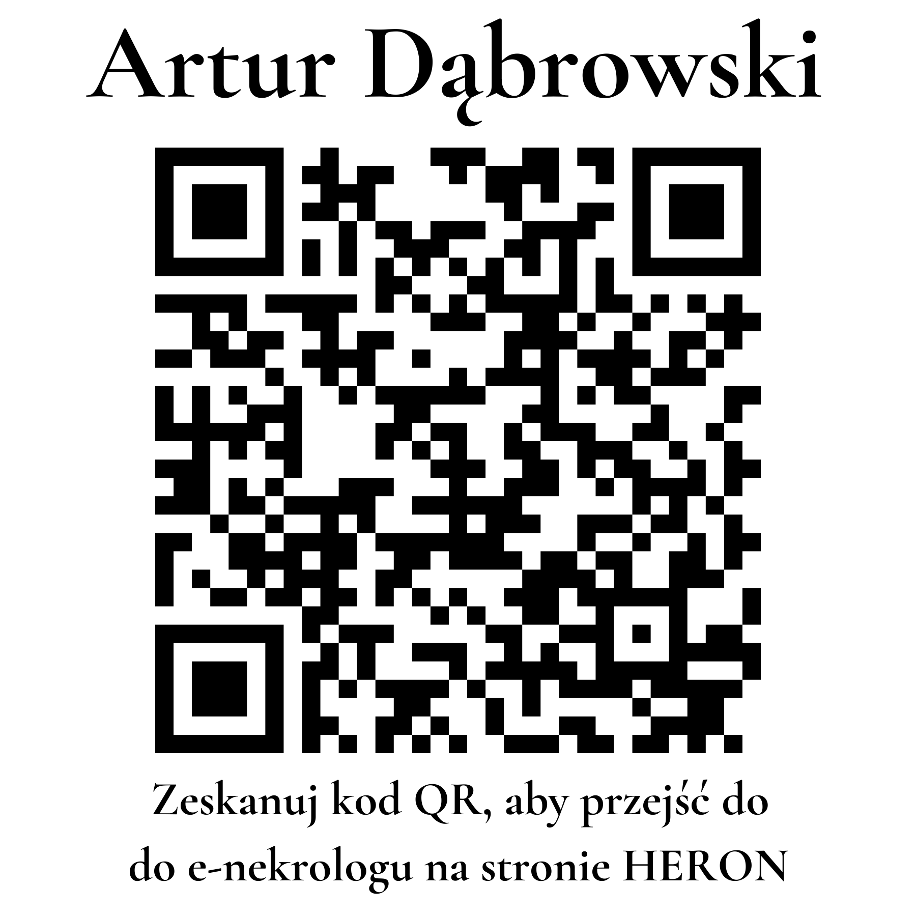Kod QR do nekrologu Artur Dąbrowski Kod QR do nekrologu Artur Dąbrowski