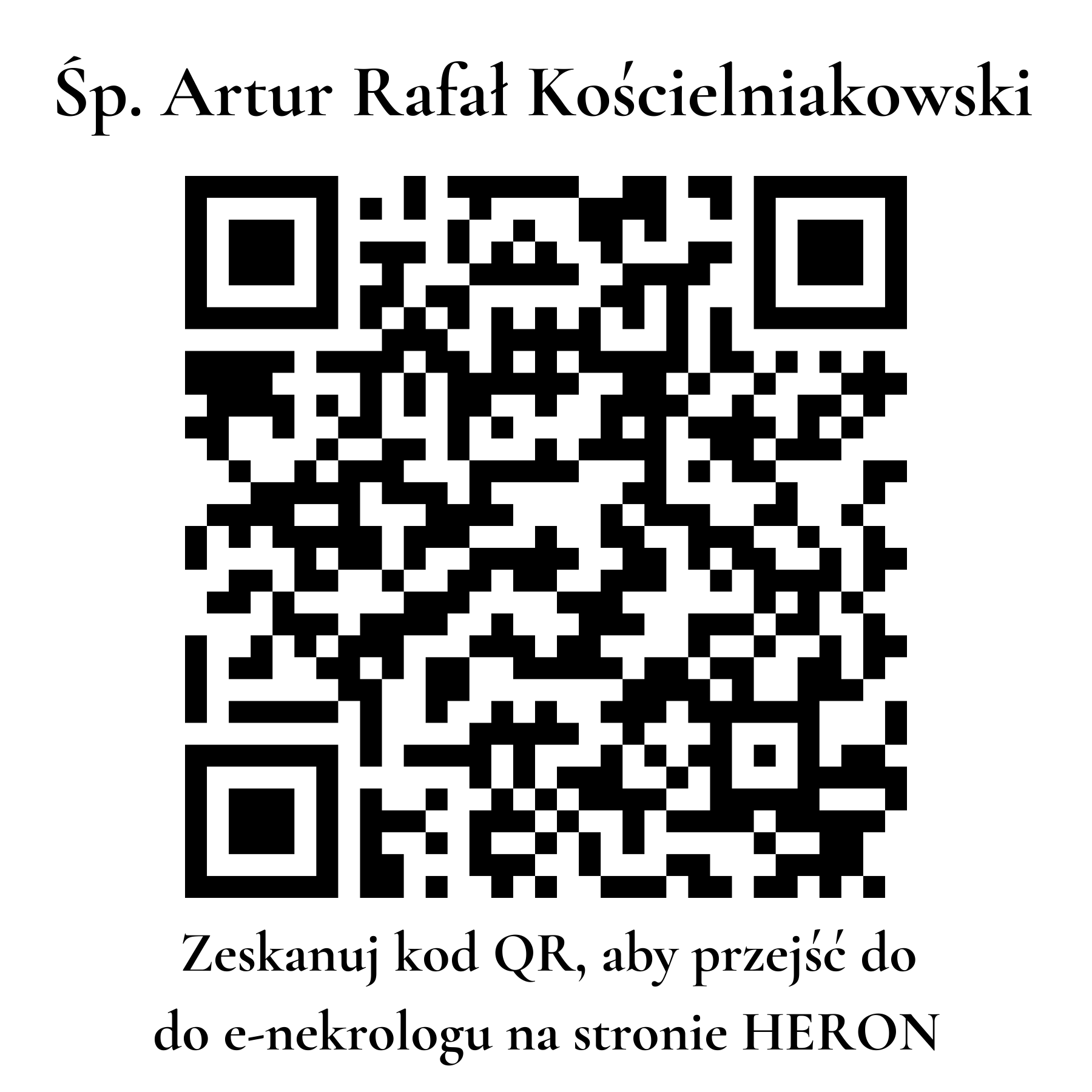 Kod QR do nekrologu Artur Rafał Kościelniakowski