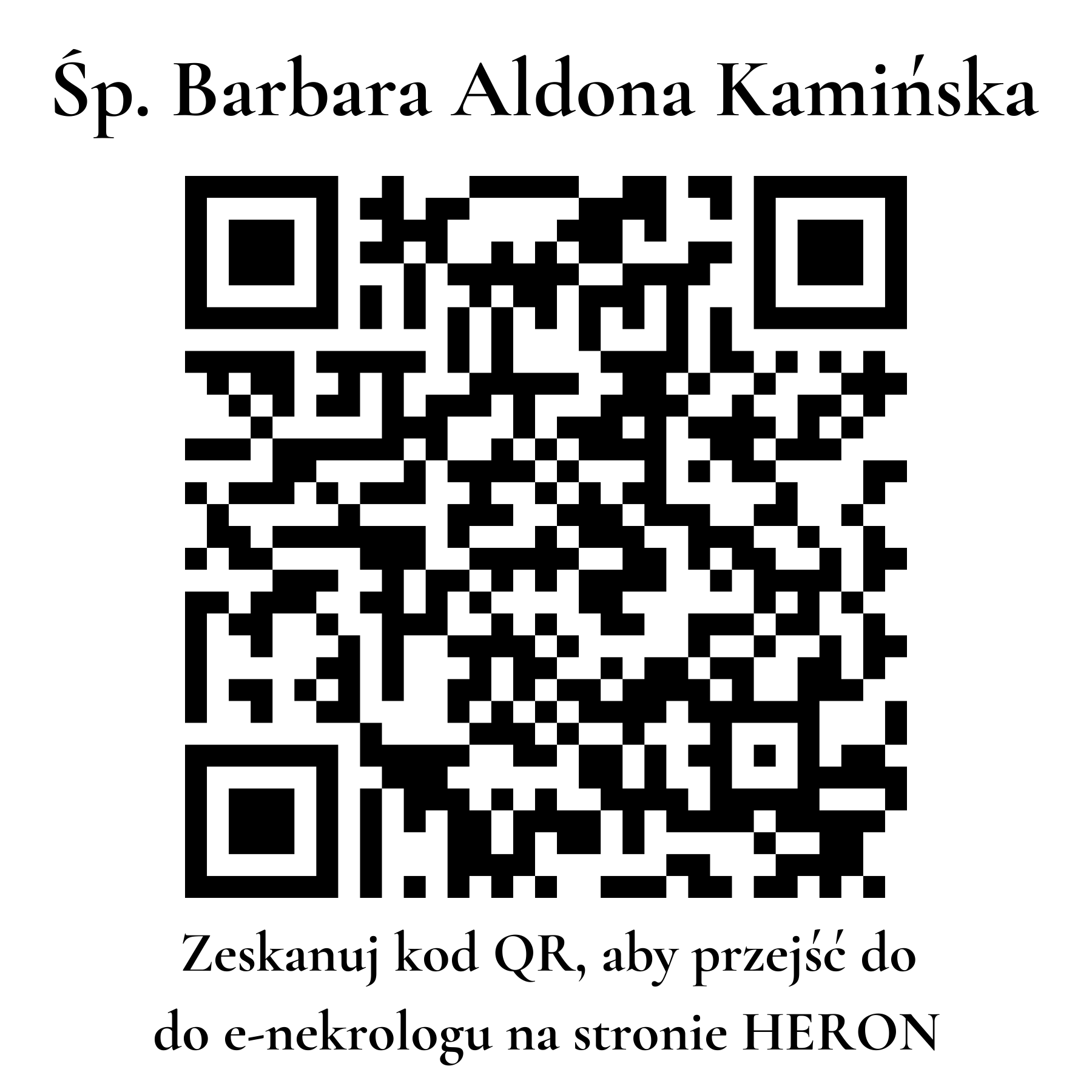 Kod QR do nekrologu Barbara Aldona Kamińska