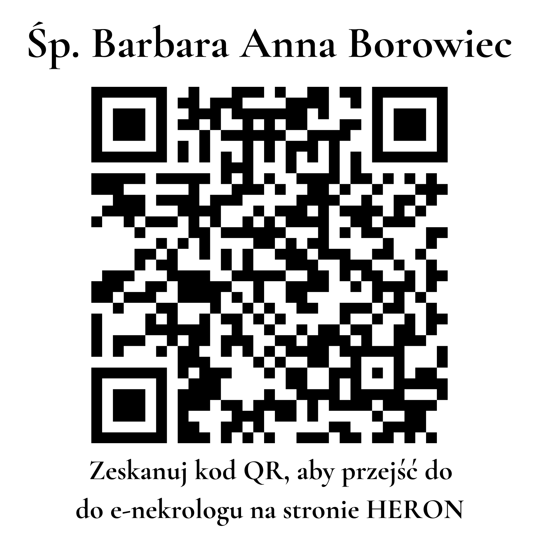 Kod QR do nekrologu Barbara Anna Borowiec
