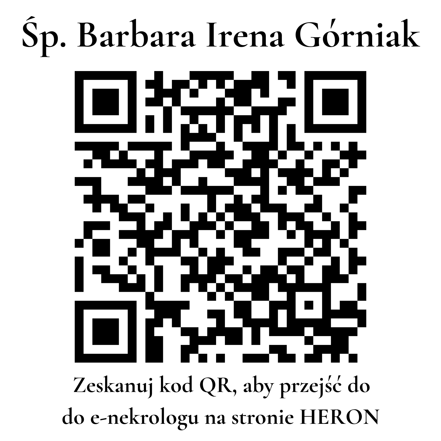 Kod QR do nekrologu Barbara Irena Górniak