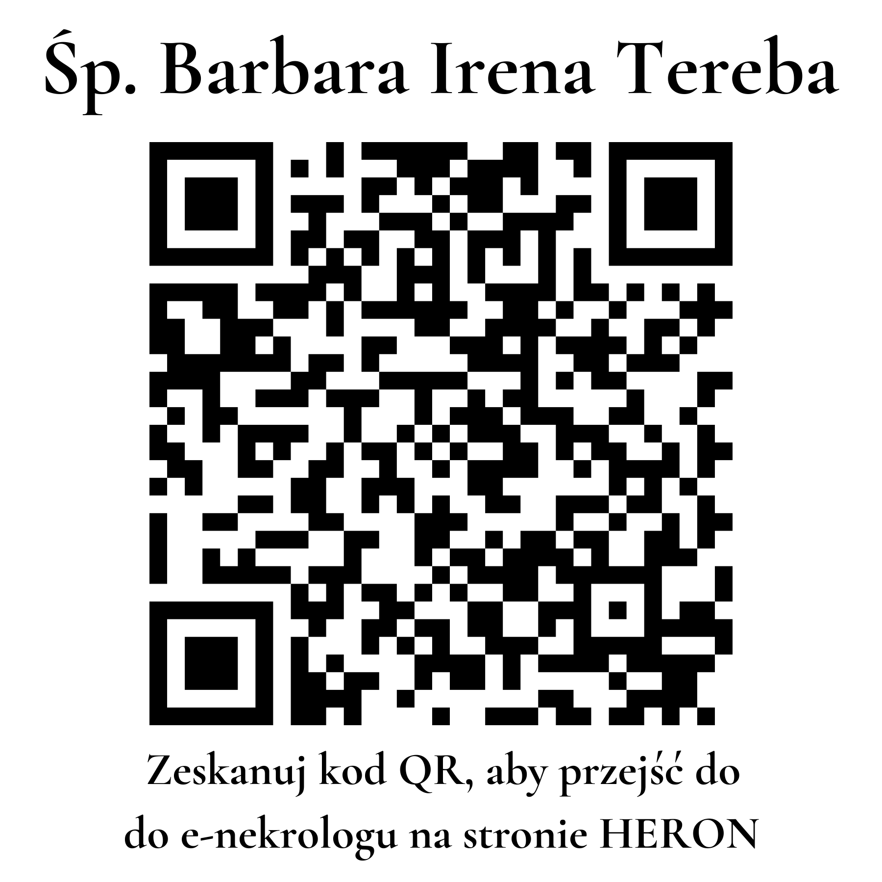 Kod QR do nekrologu Barbara Irena Tereba