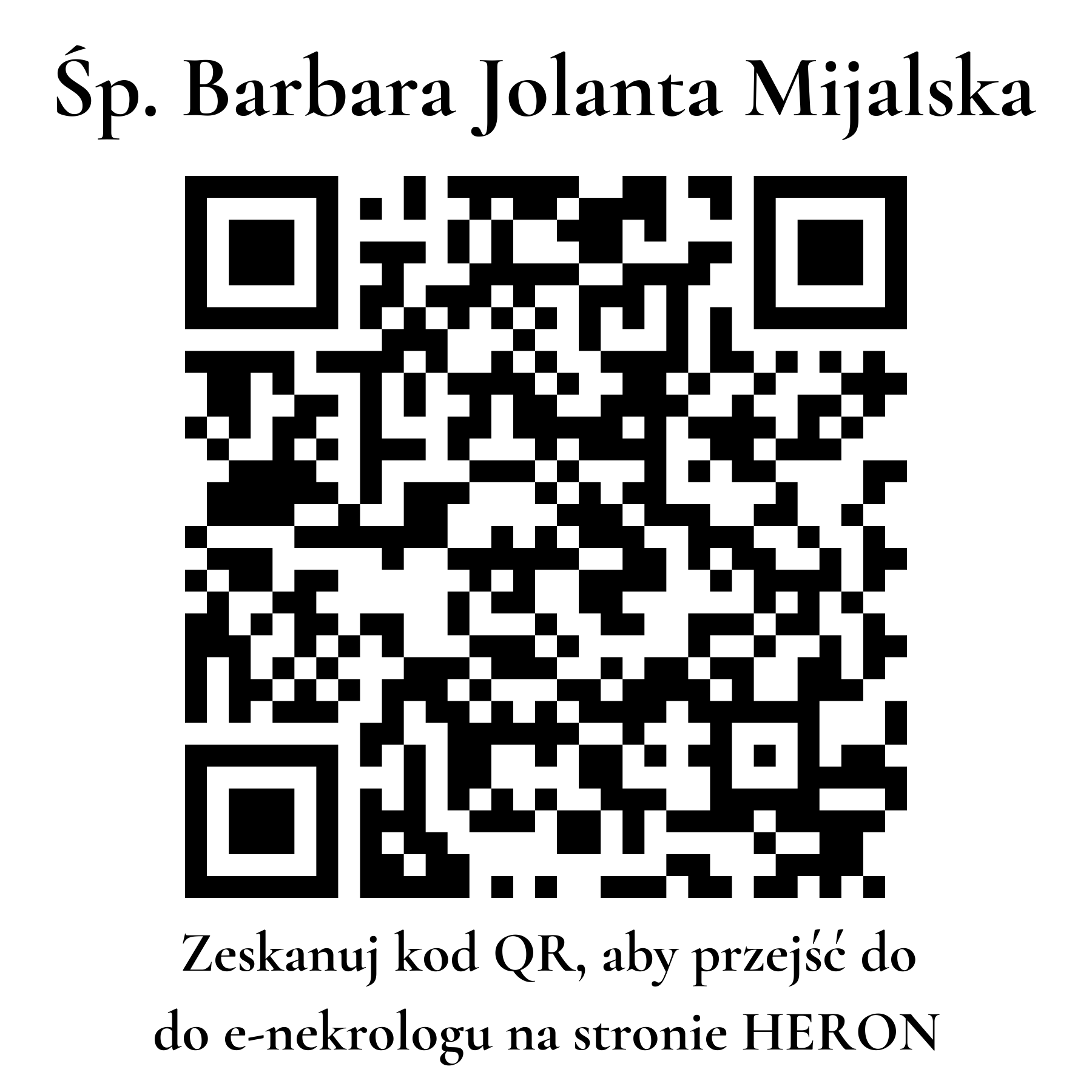 Kod QR do nekrologu Barbara Jolanta Mijalska
