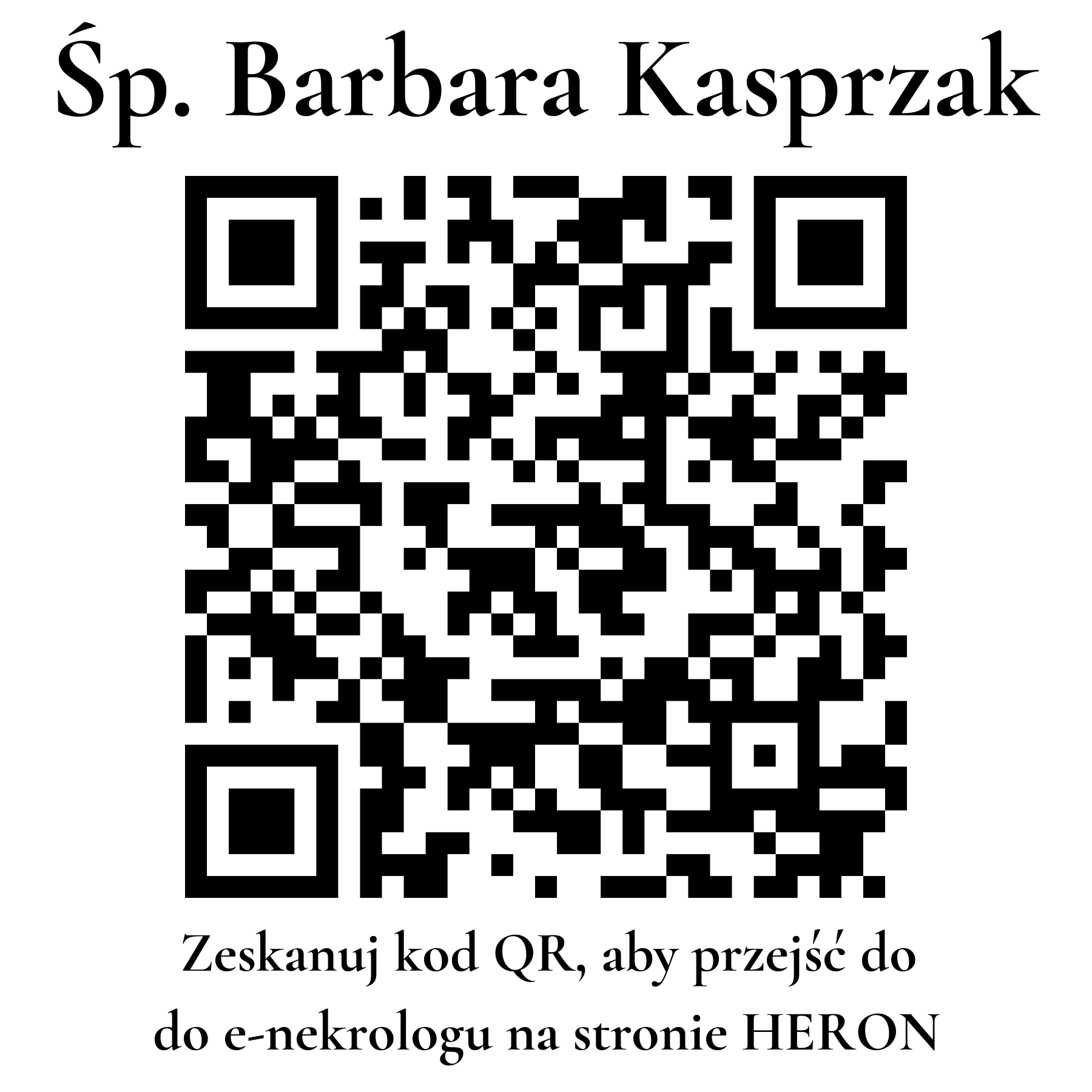 Kod QR do nekrologu Barbara Kasprzak