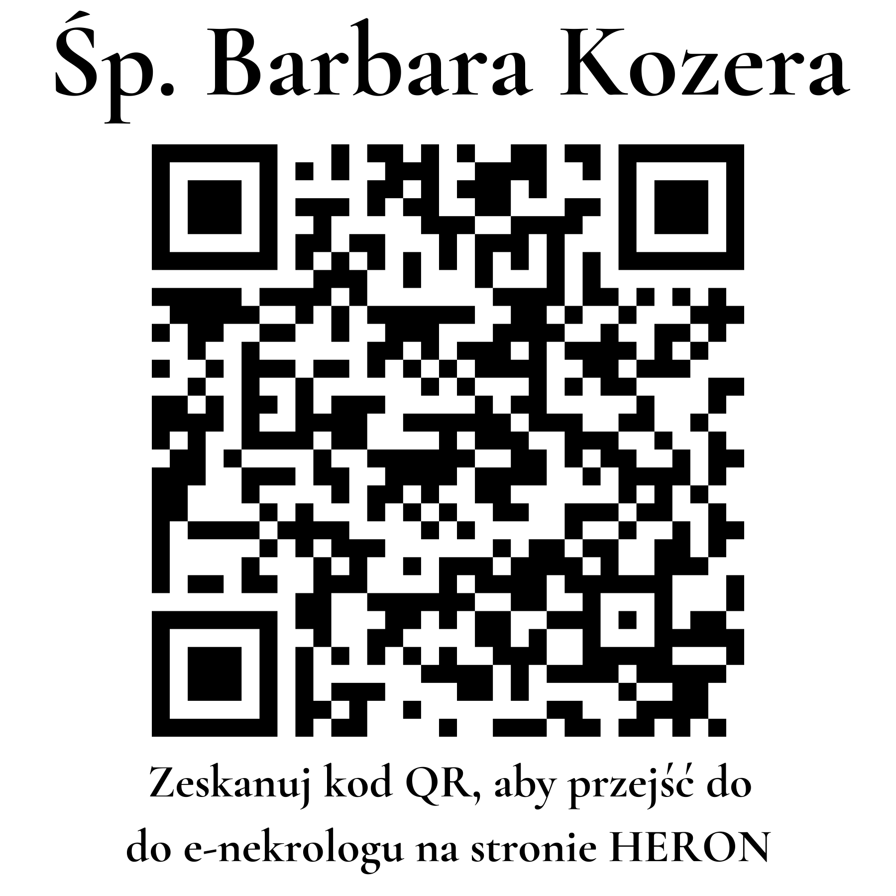 Kod QR do nekrologu Barbara Kozera