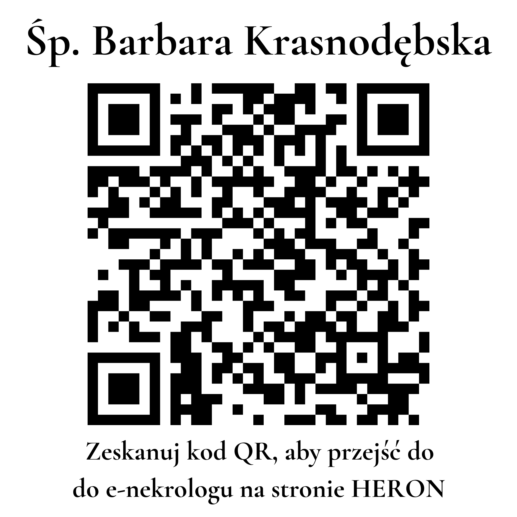 Kod QR do nekrologu Barbara Krasnodębska Kod QR do nekrologu Barbara Krasnodębska