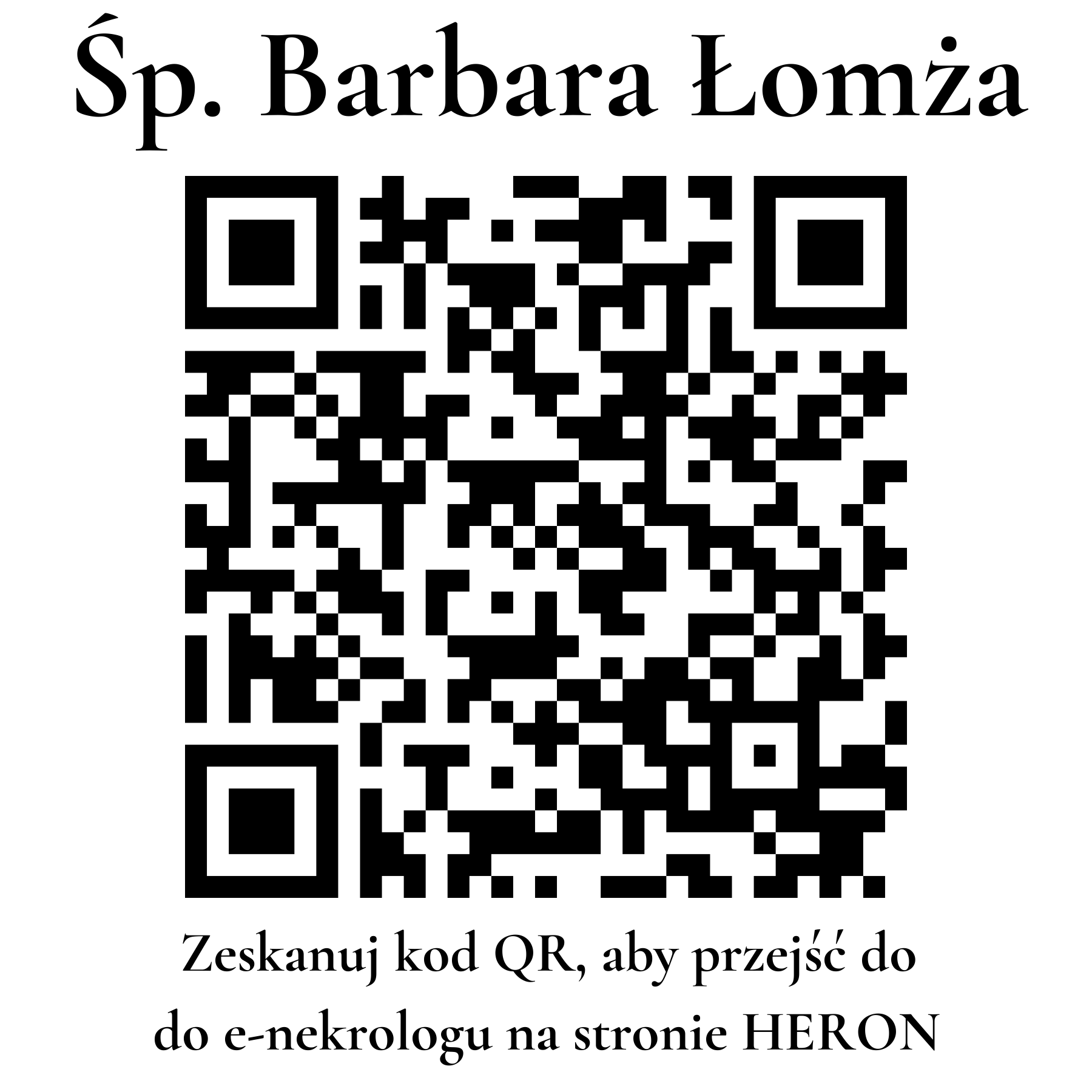 Kod QR do nekrologu Barbara Łomża Kod QR do nekrologu Barbara Łomża