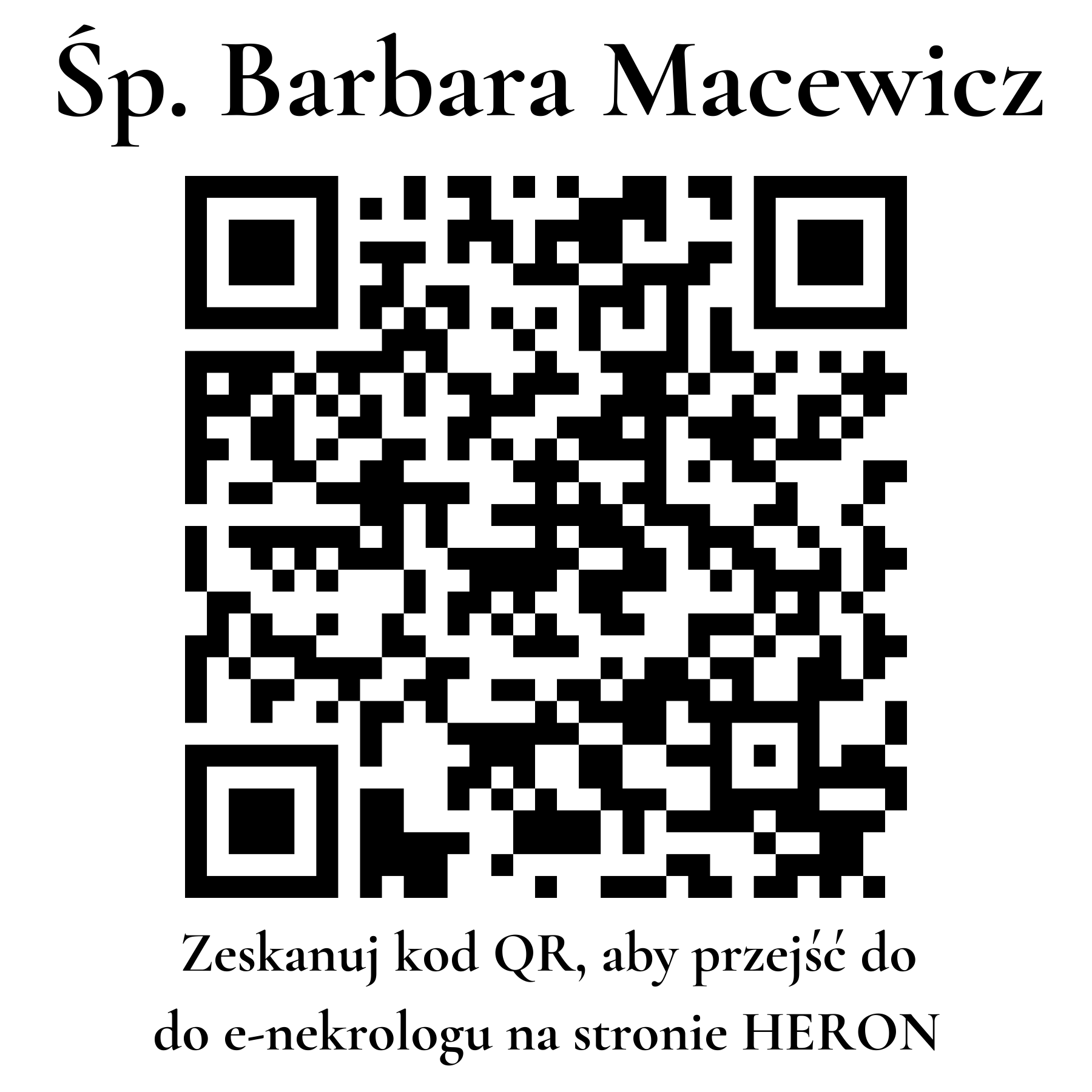 Kod QR do nekrologu Barbara Macewicz Kod QR do nekrologu Barbara Macewicz