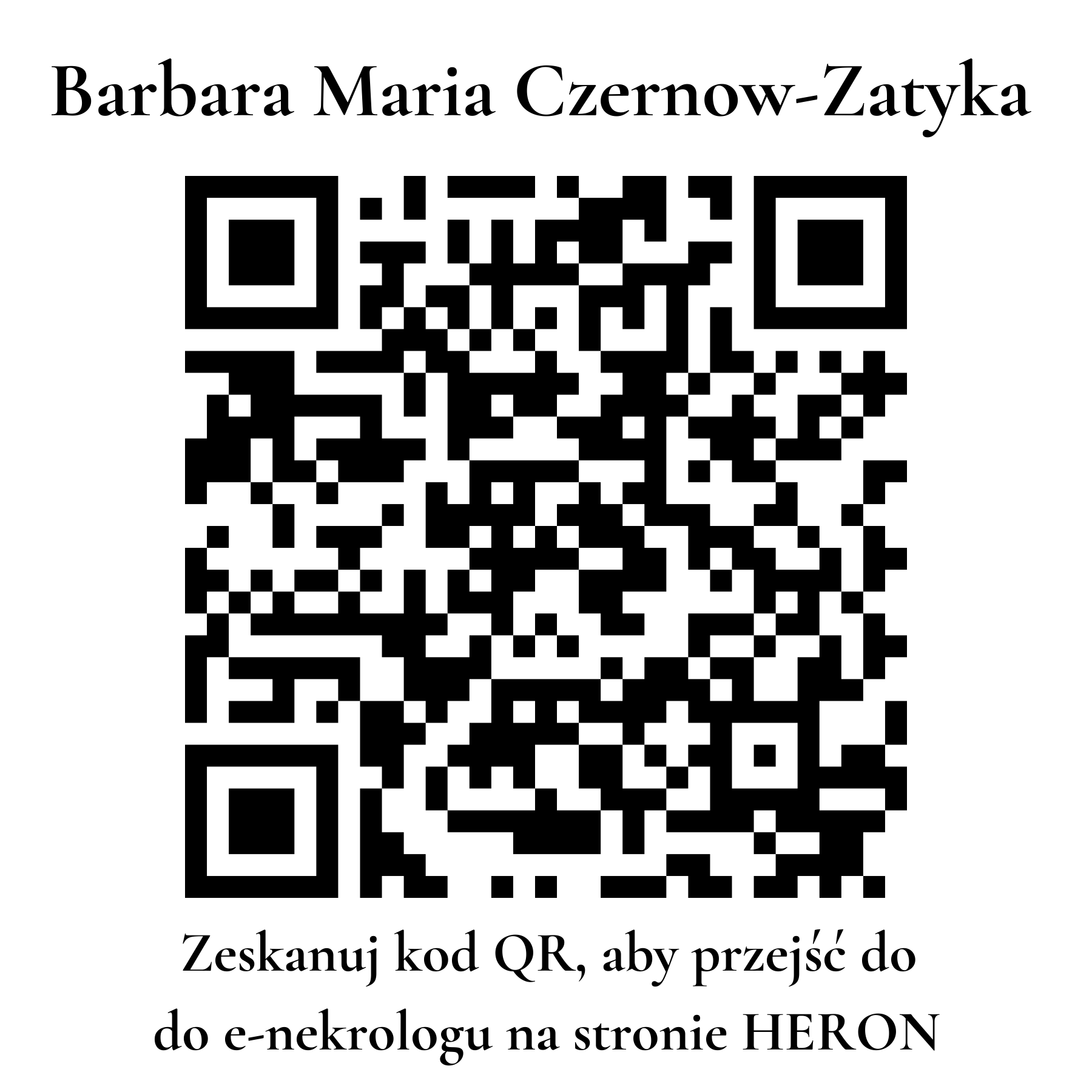 Kod QR do nekrologu Barbara Maria Czernow-Zatyka