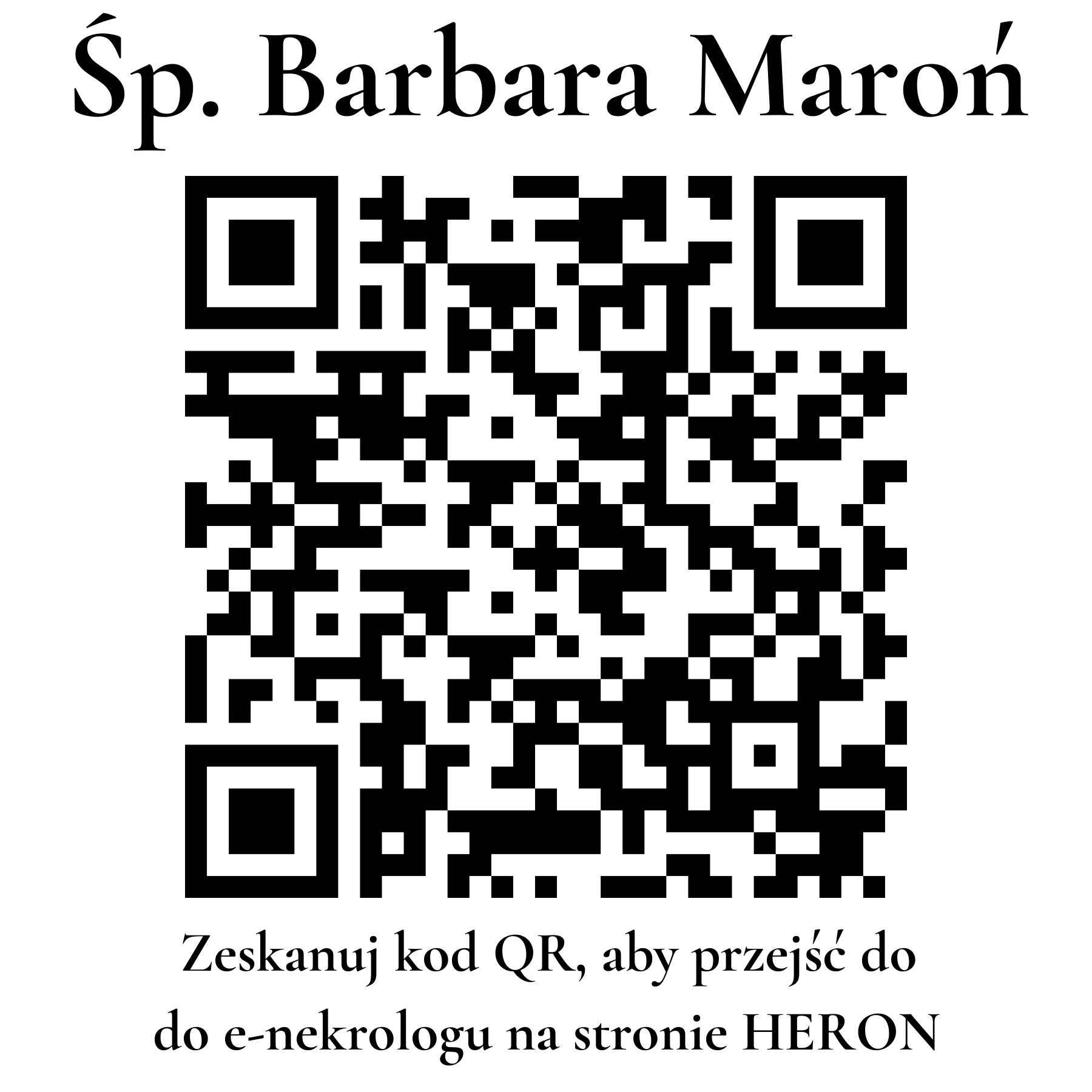 Kod QR do nekrologu Barbara Maroń