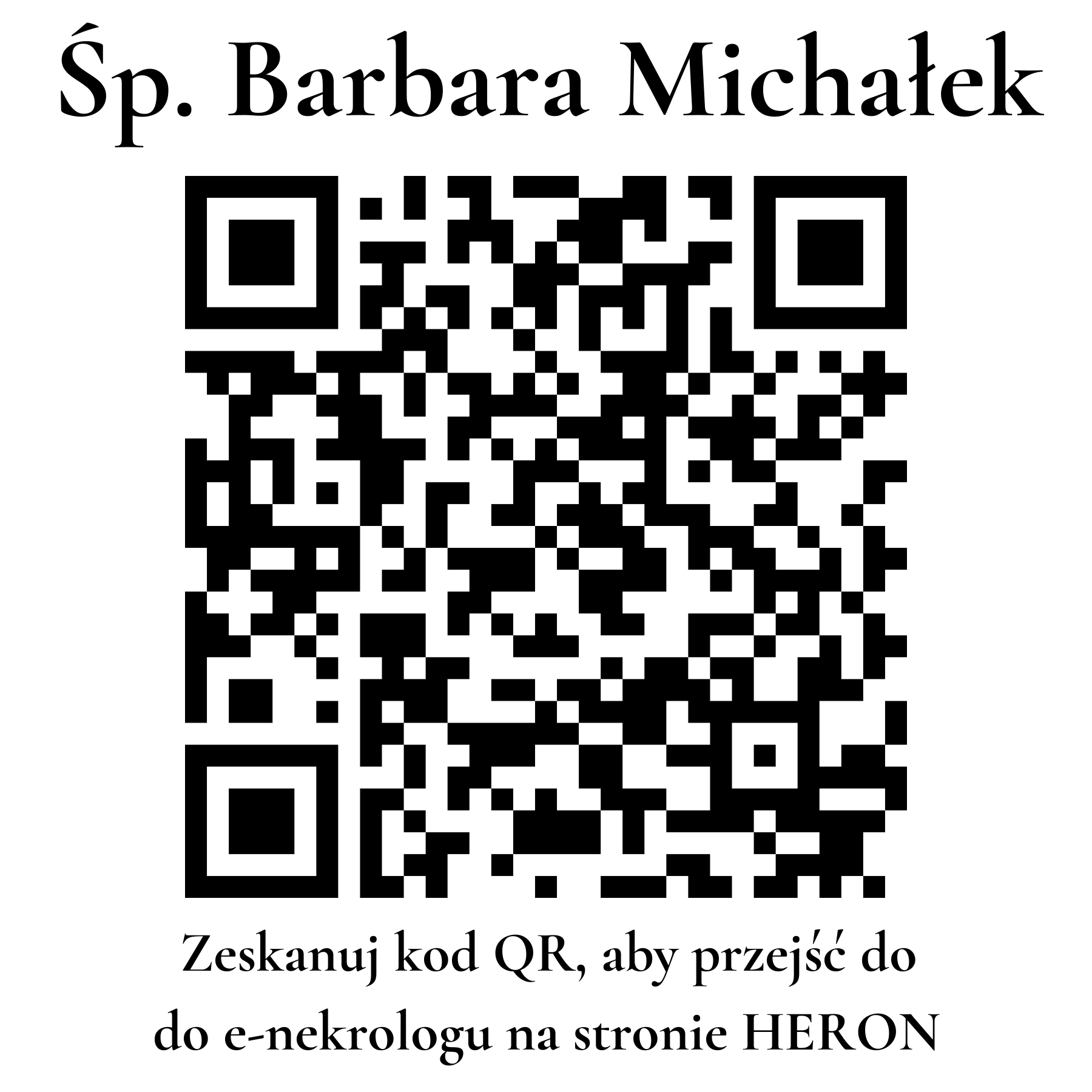 Kod QR do nekrologu Barbara Michałek Kod QR do nekrologu Barbara Michałek
