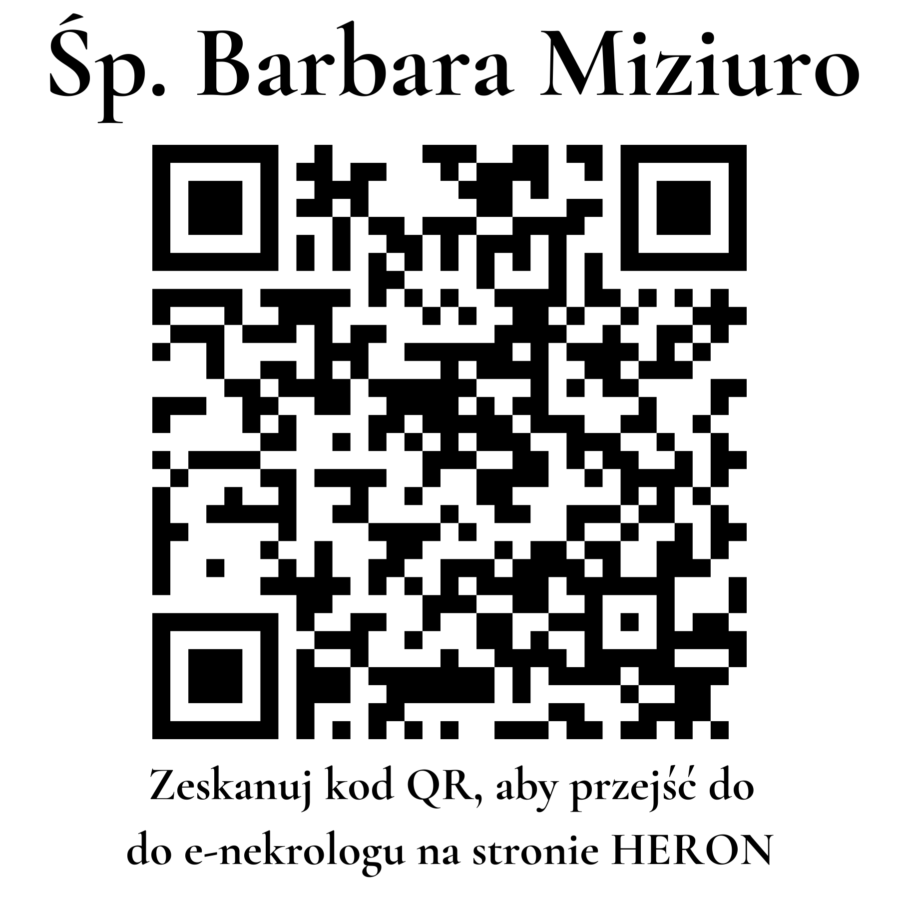 Kod QR do nekrologu Barbara Miziuro