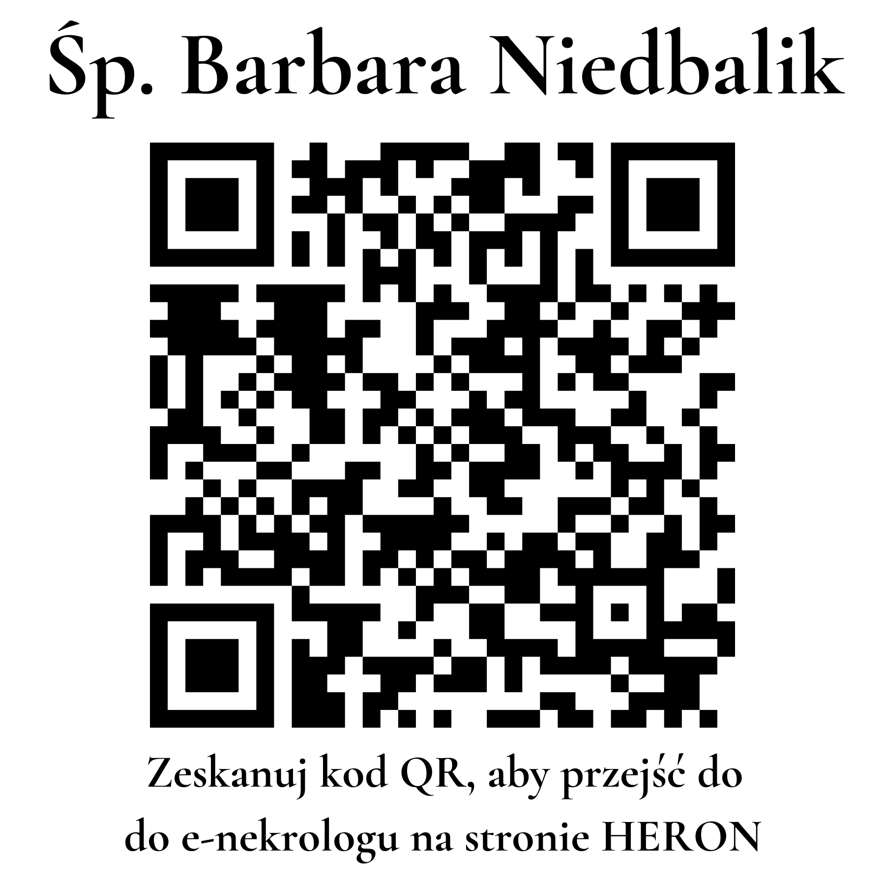 Kod QR do nekrologu Barbara Niedbalik Kod QR do nekrologu Barbara Niedbalik