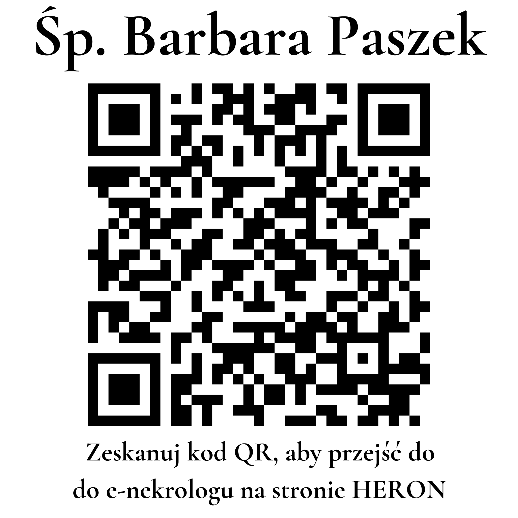 Kod QR do nekrologu Barbara Paszek Kod QR do nekrologu Barbara Paszek