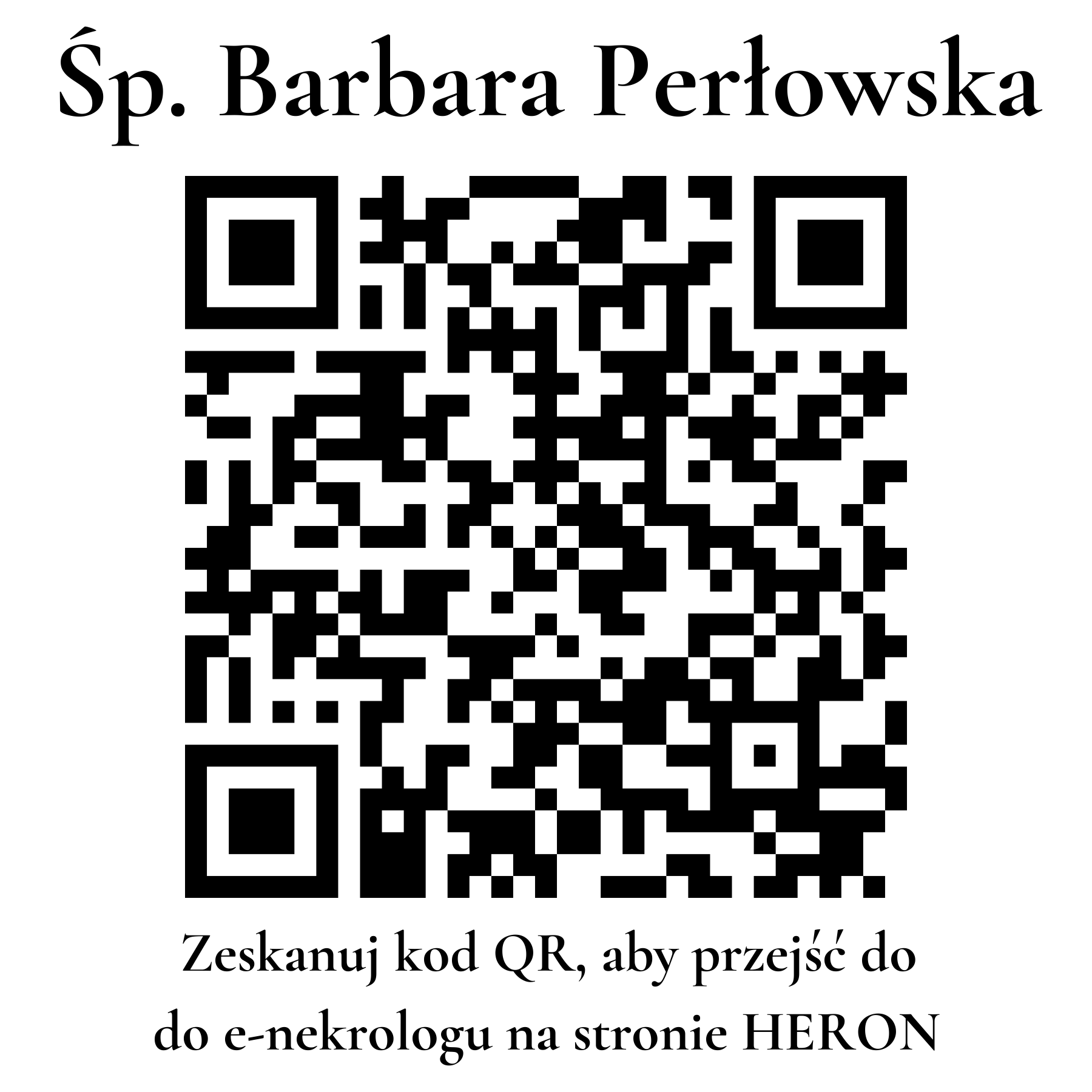 Kod QR do nekrologu Barbara Perłowska Kod QR do nekrologu Barbara Perłowska