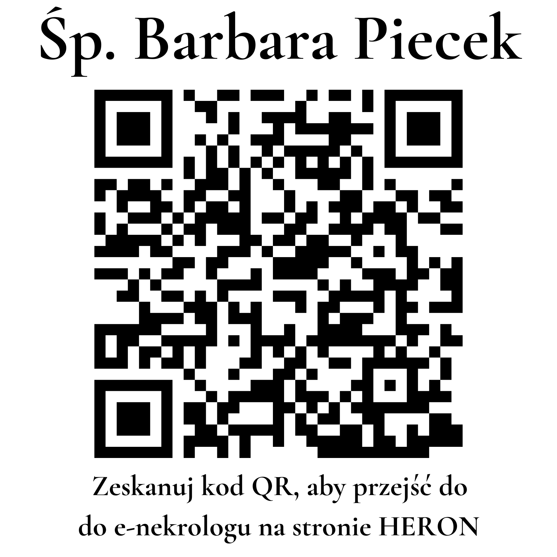Kod QR do nekrologu Barbara Piecek Kod QR do nekrologu Barbara Piecek