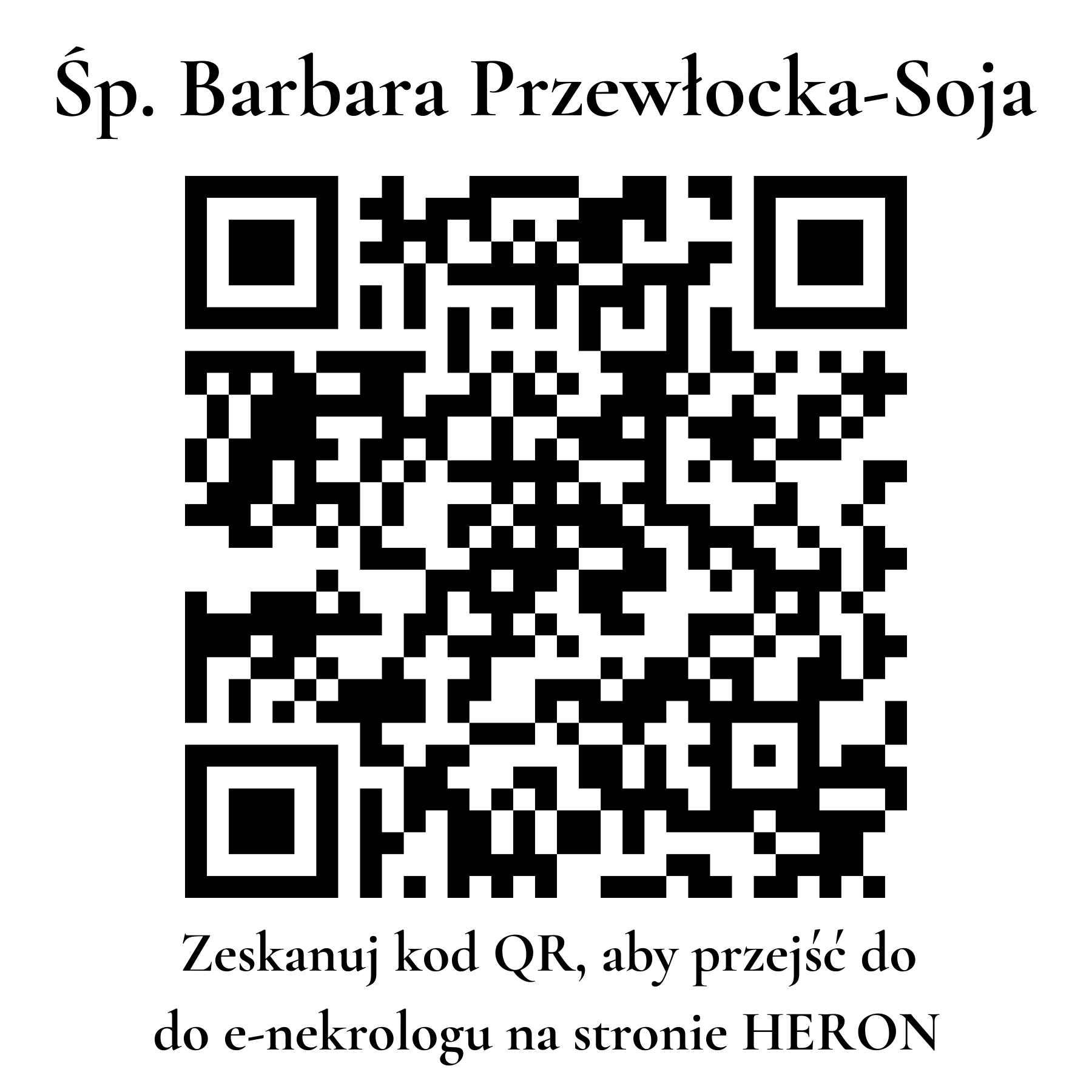 Kod QR do nekrologu Barbara Przewłocka-Soja