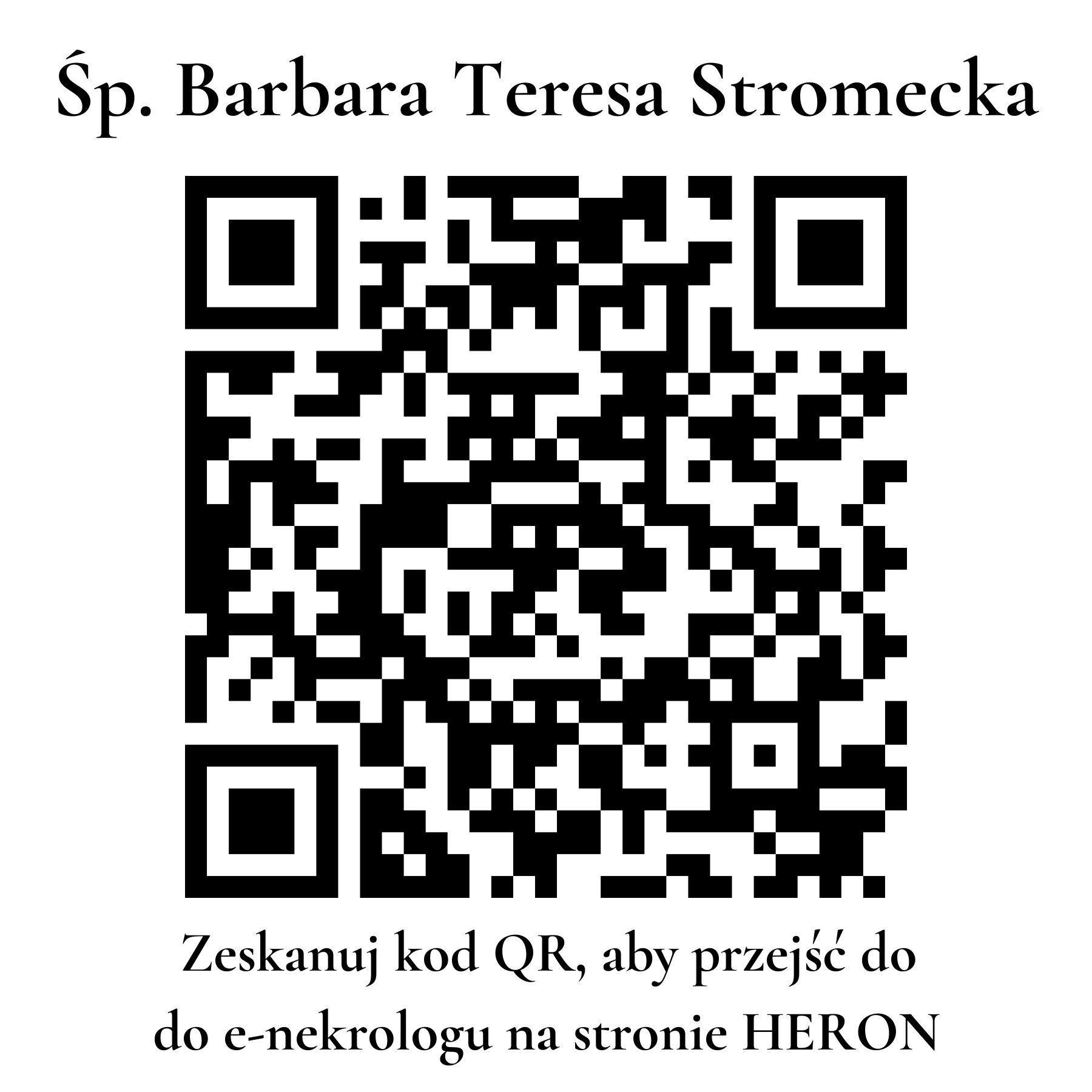 Kod QR do nekrologu Barbara Teresa Stromecka Kod QR do nekrologu Barbara Teresa Stromecka