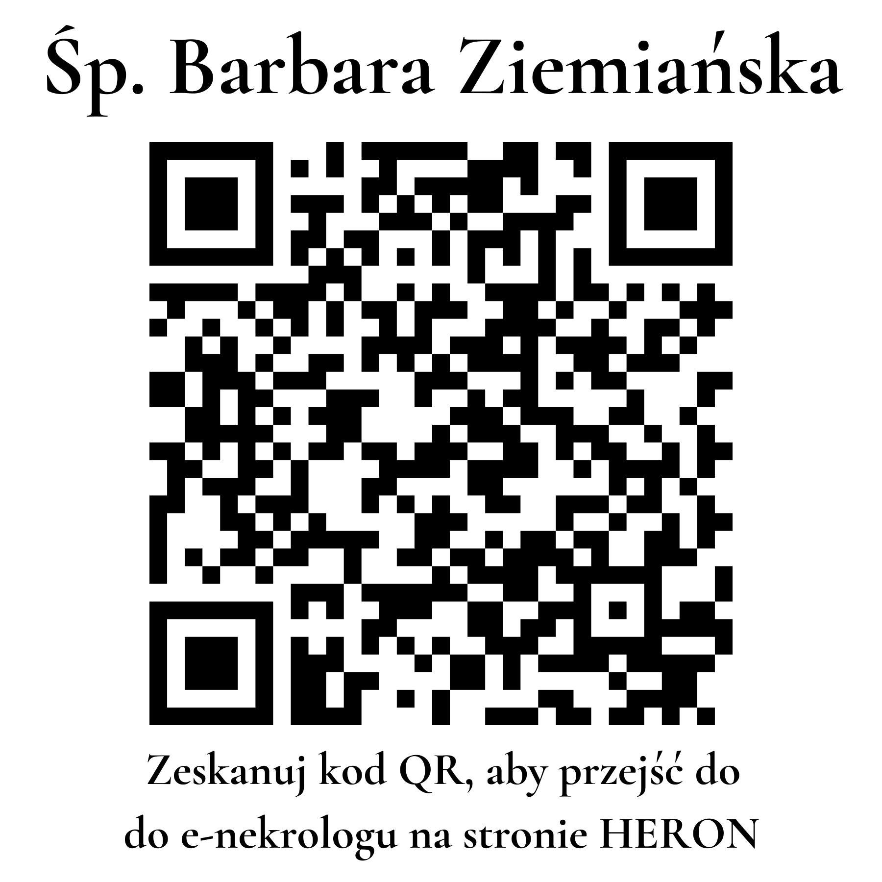 Kod QR do nekrologu Barbara Ziemiańska