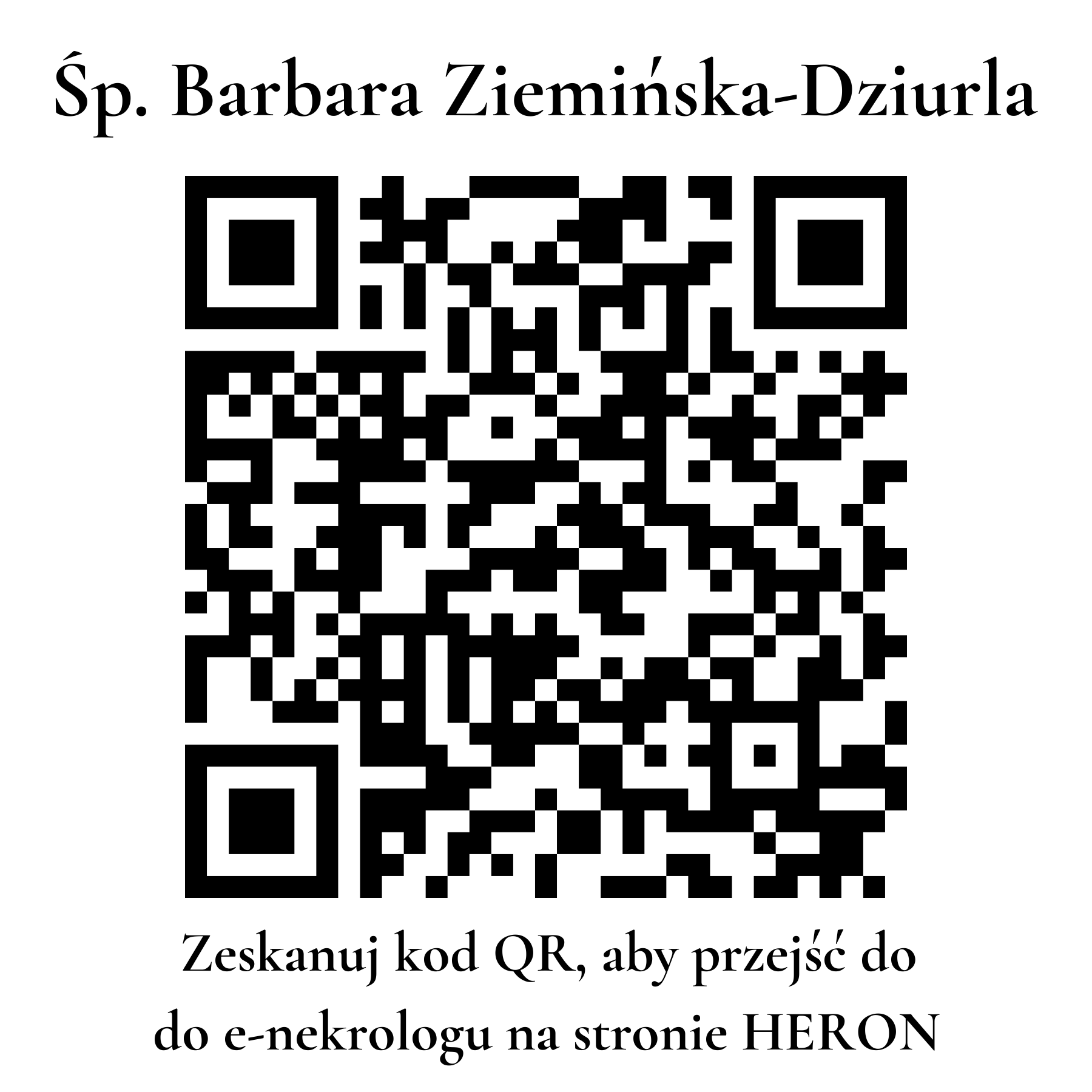 Kod QR do nekrologu Barbara Ziemińska-Dziurla Kod QR do nekrologu Barbara Ziemińska-Dziurla