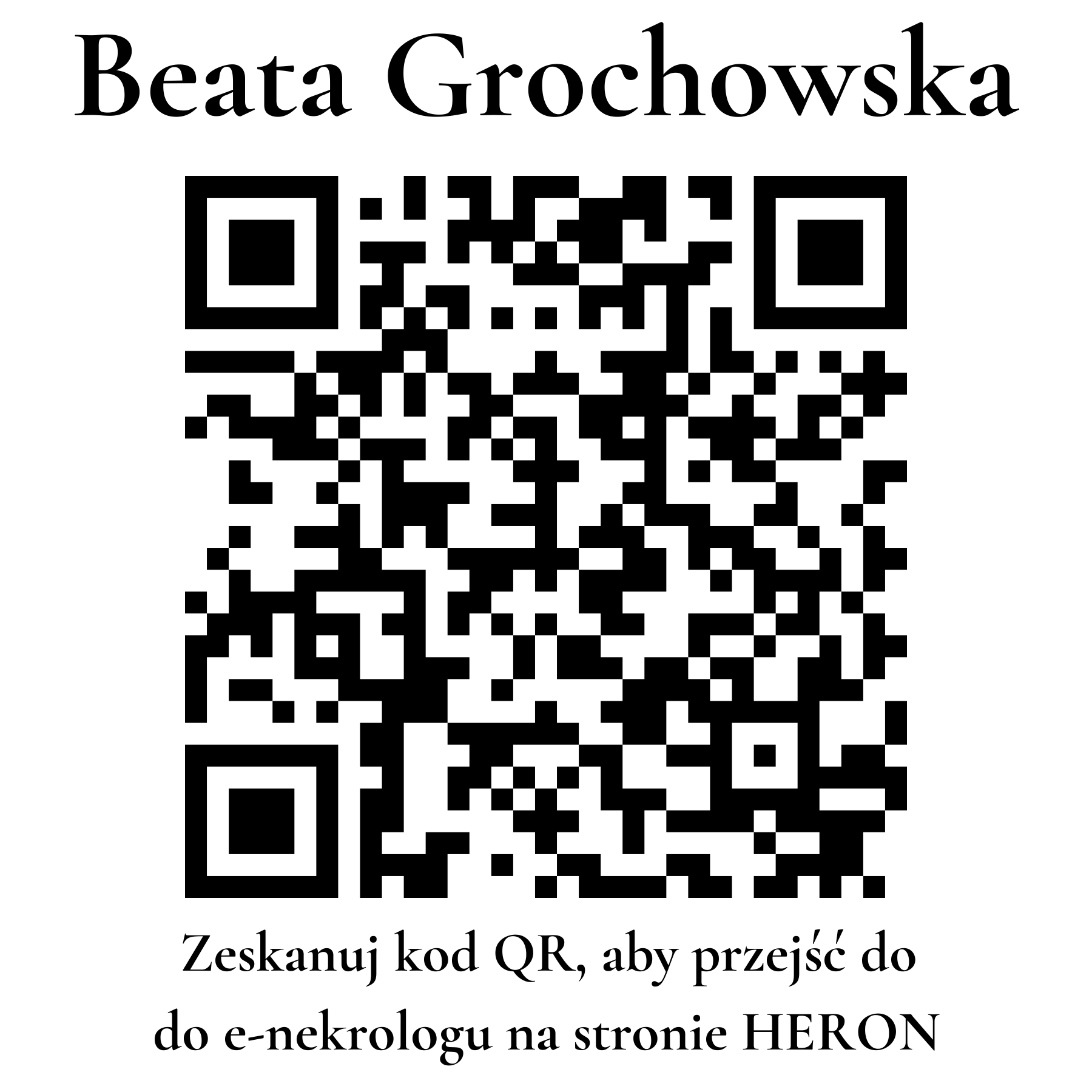 Kod QR do nekrologu Beata Grochowska Kod QR do nekrologu Beata Grochowska