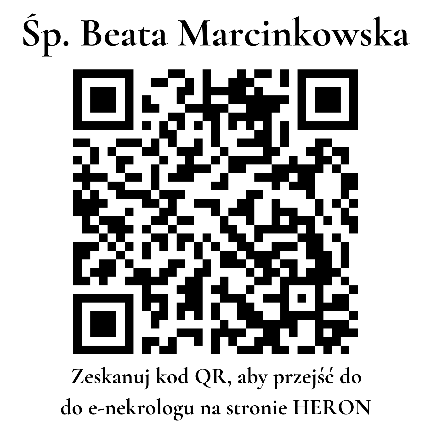 Kod QR do nekrologu Beata Marcinkowska Kod QR do nekrologu Beata Marcinkowska