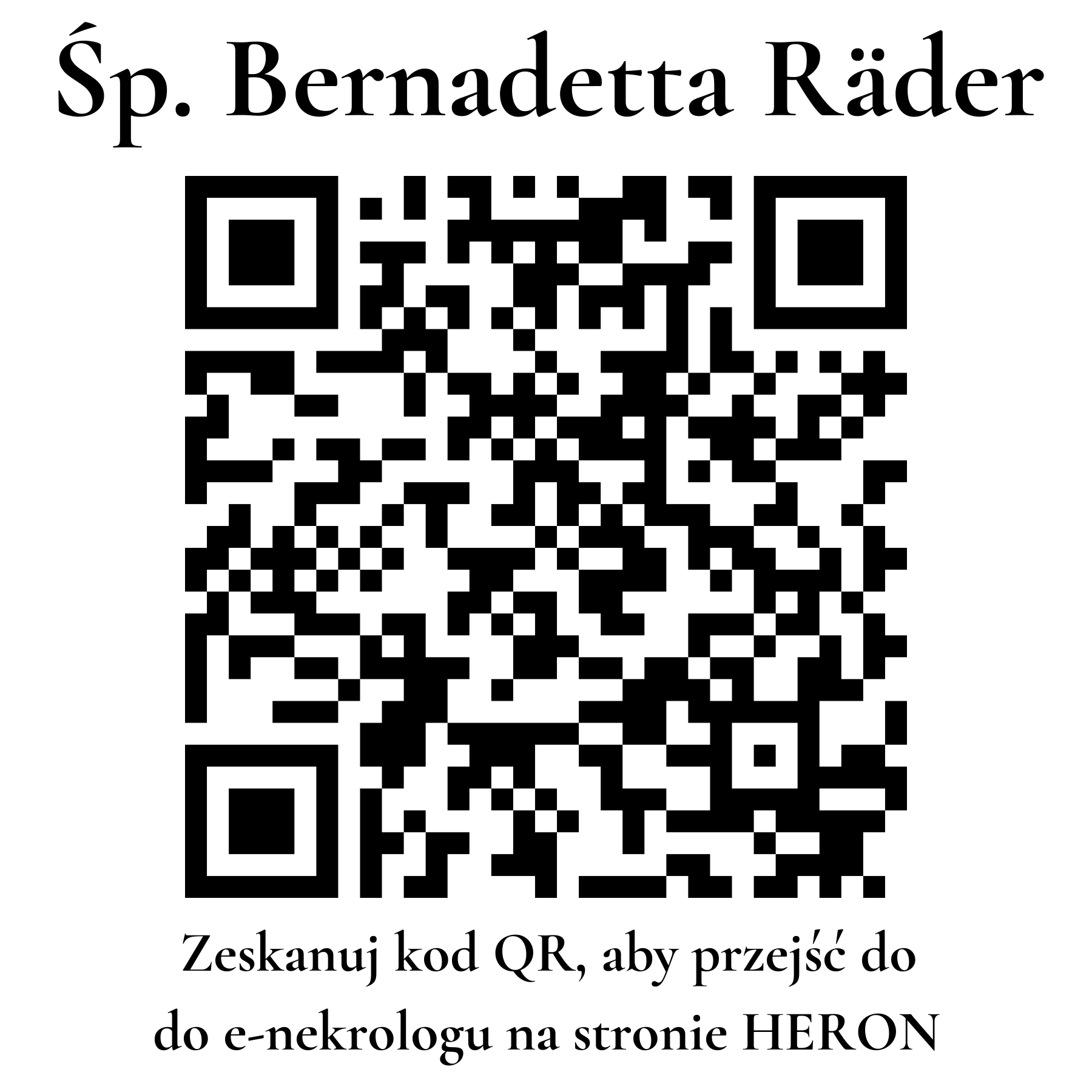 Kod QR do nekrologu Bernadetta Räder