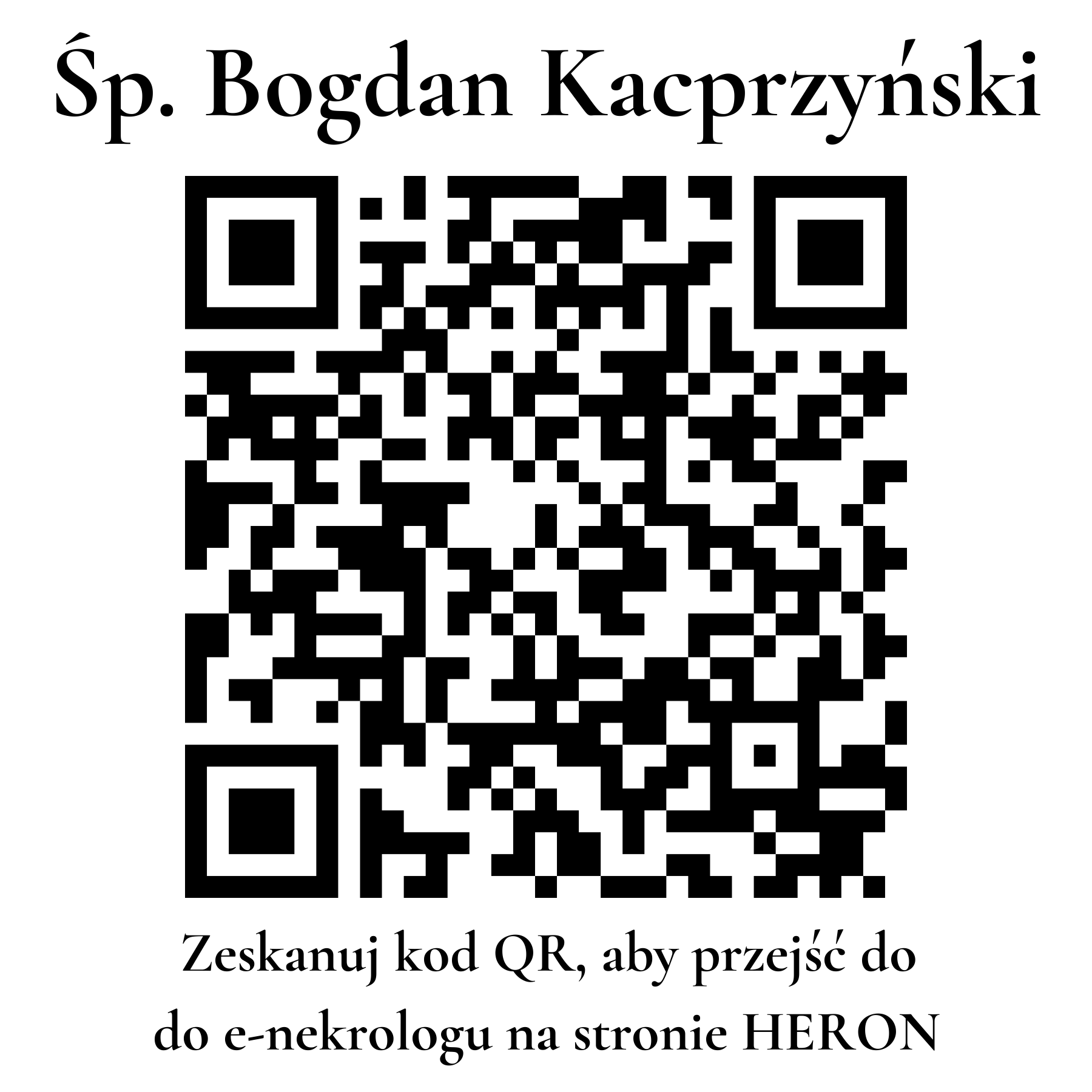Kod QR do nekrologu Bogdan Kacprzyński Kod QR do nekrologu Bogdan Kacprzyński