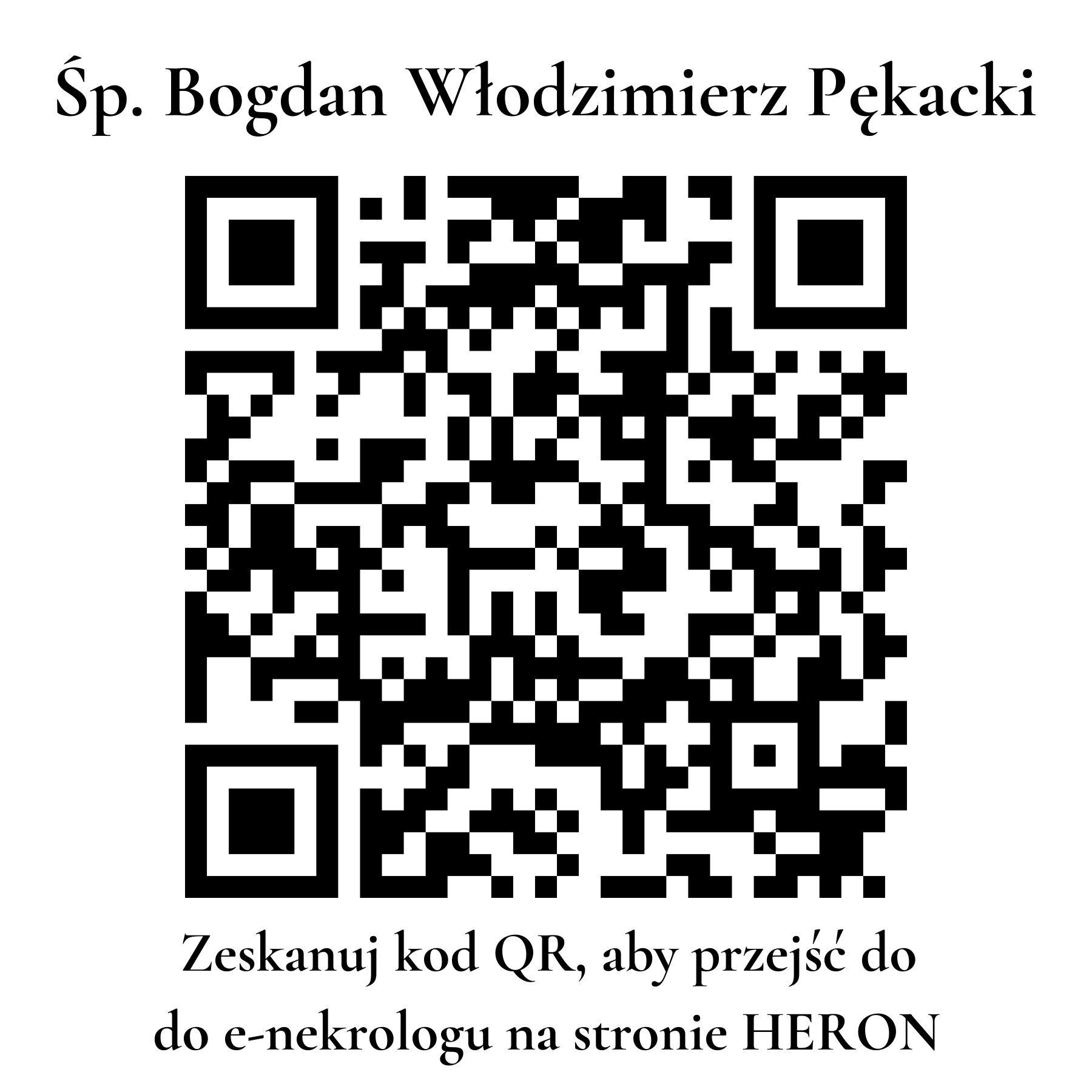 Kod QR do nekrologu Bogdan Włodzimierz Pękacki Kod QR do nekrologu Bogdan Włodzimierz Pękacki