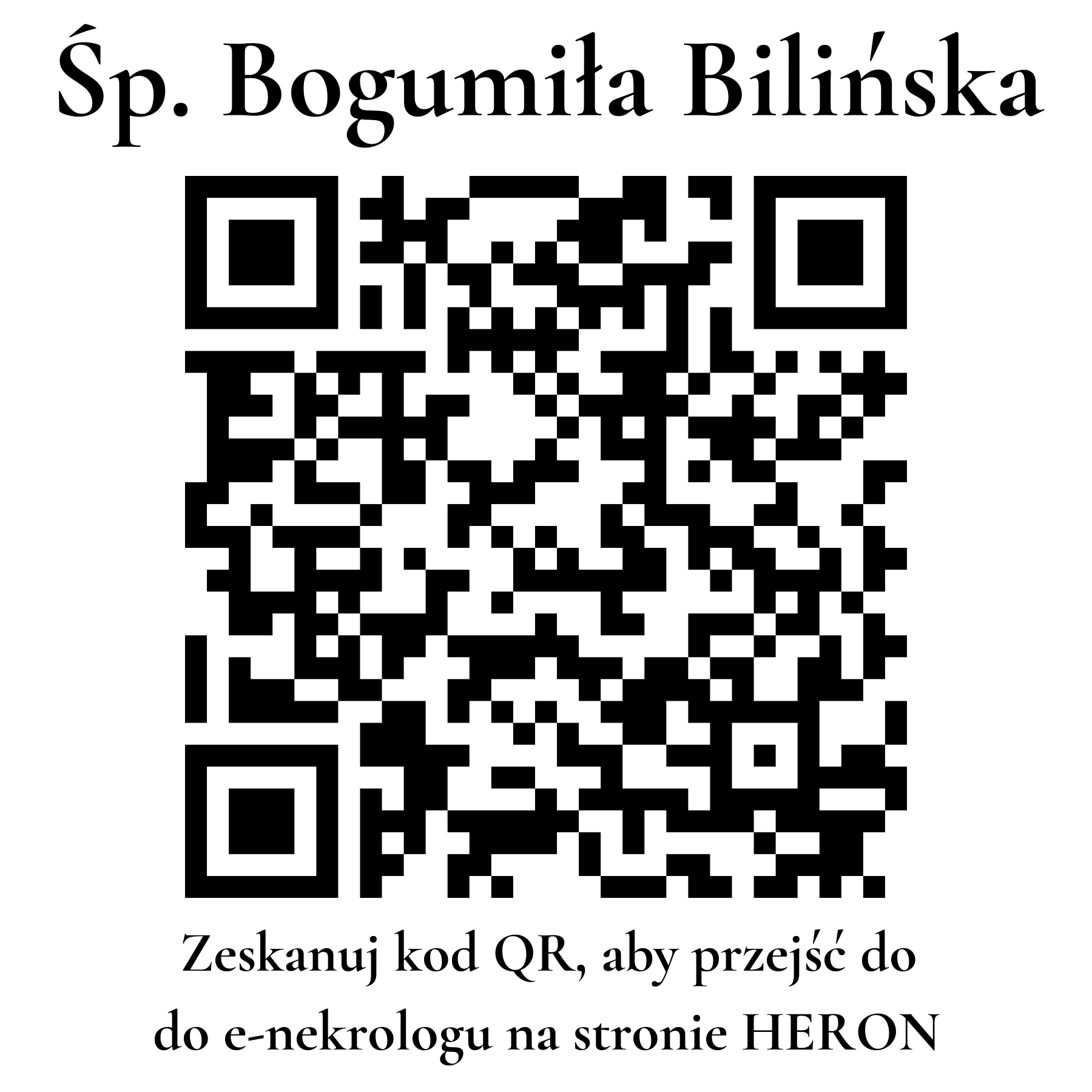 Kod QR do nekrologu Bogumiła Bilińska