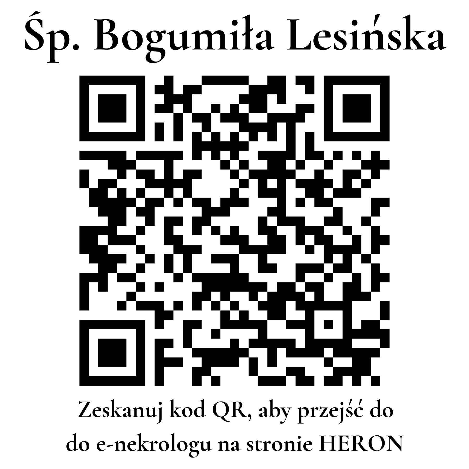Kod QR do nekrologu Bogumiła Lesińska Kod QR do nekrologu Bogumiła Lesińska