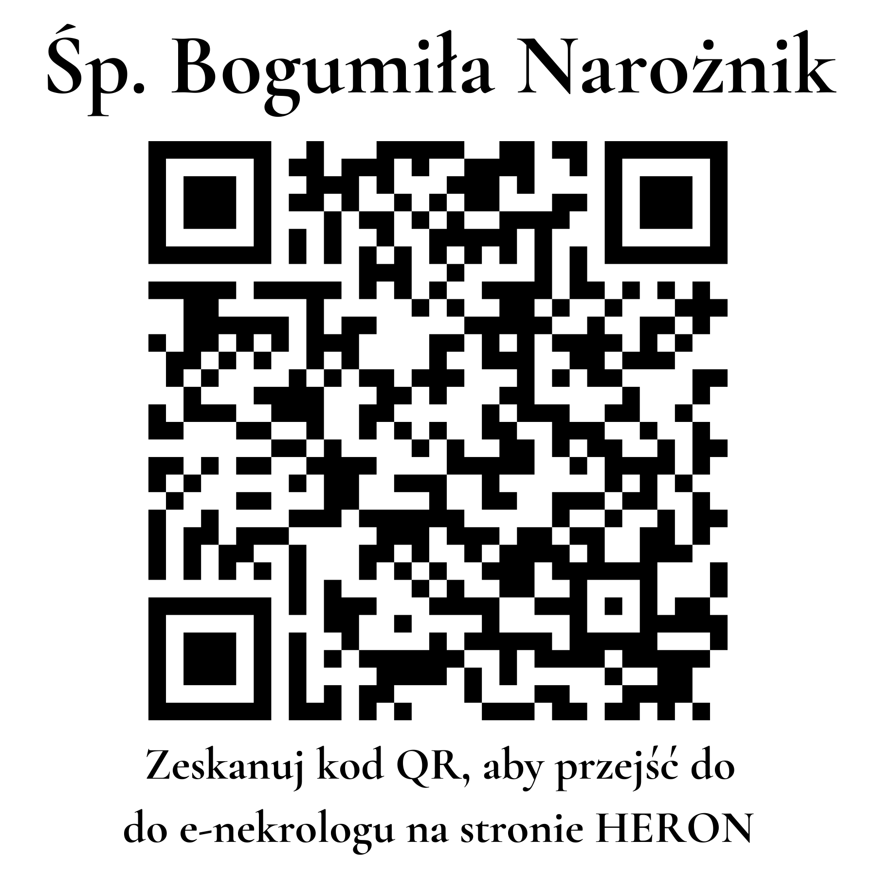 Kod QR do nekrologu Bogumiła Narożnik Kod QR do nekrologu Bogumiła Narożnik